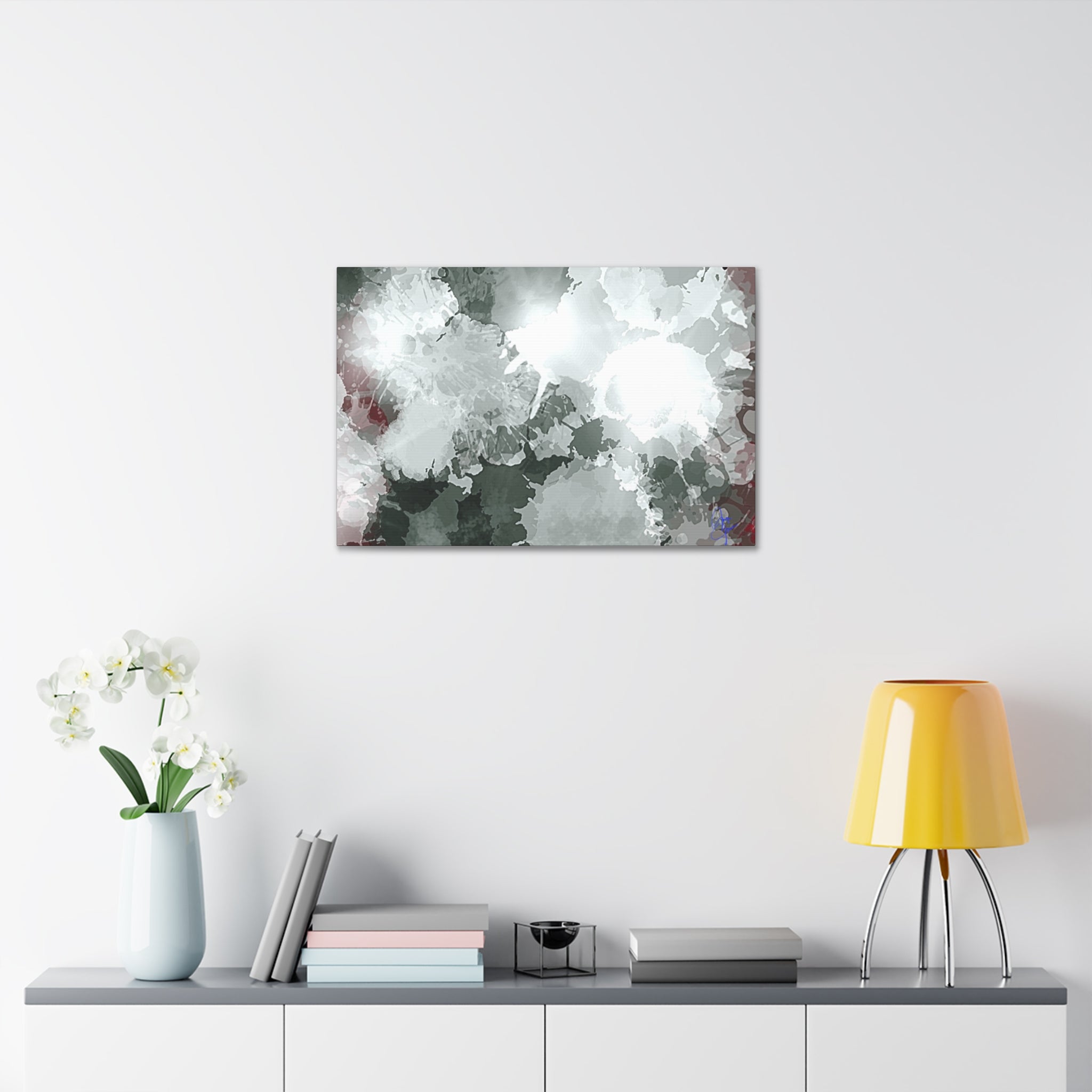Abstract Gray Ink Splash Canvas