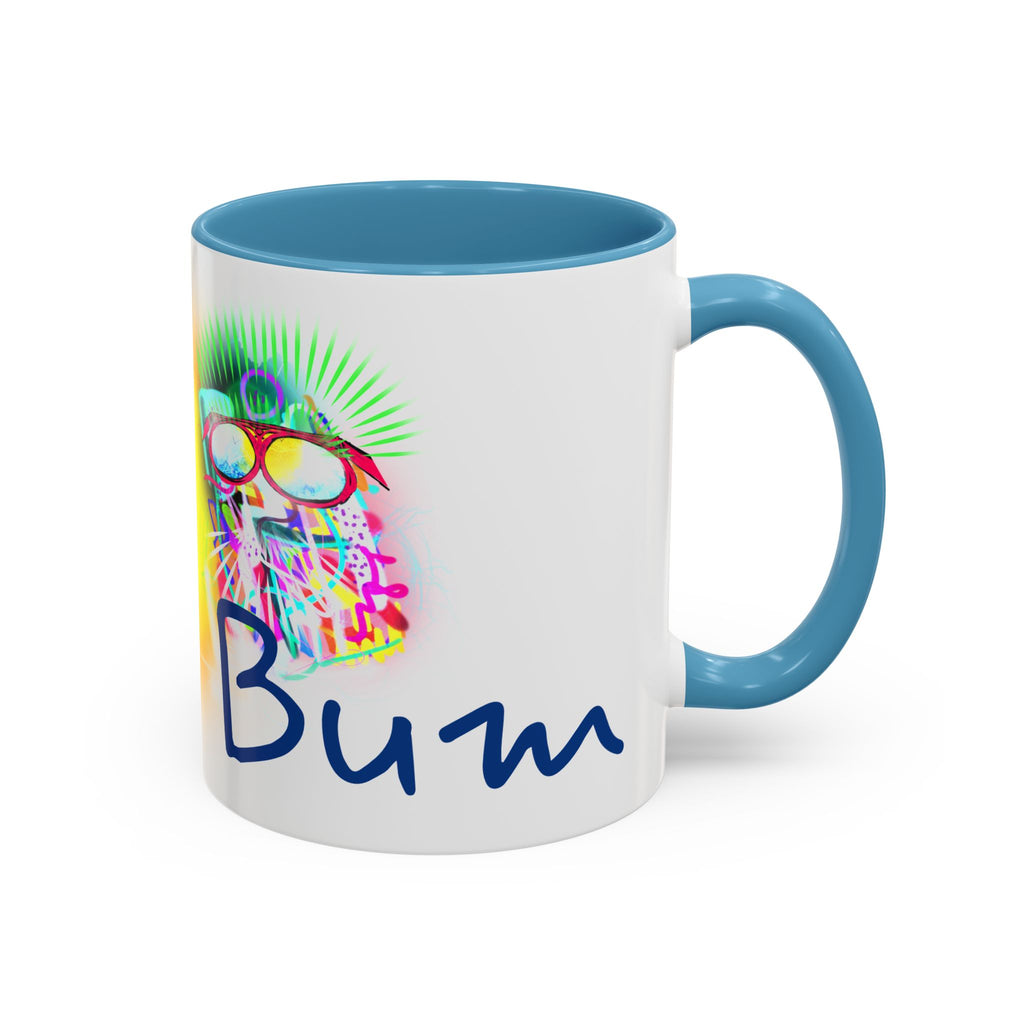 Beach Bum Coffee Mug — Colorful Retro Skull Design (11/15oz)
