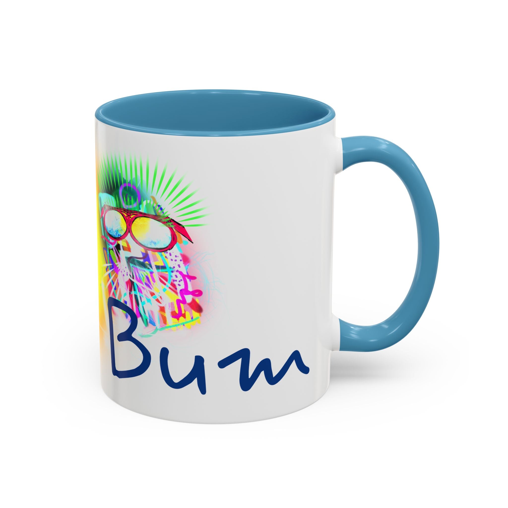 Beach Bum Coffee Mug — Colorful Retro Skull Design (11/15oz)