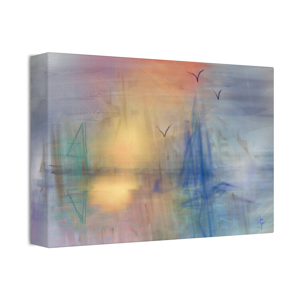 Sunset Harbor Abstract Canvas Wall Art – Stretched 1.5"