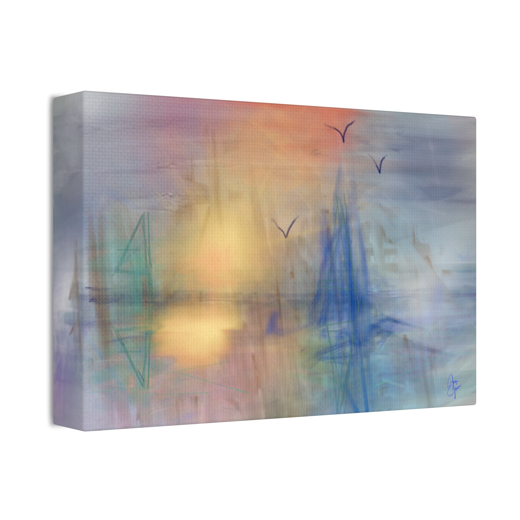 Sunset Harbor Abstract Canvas Wall Art – Stretched 1.5"