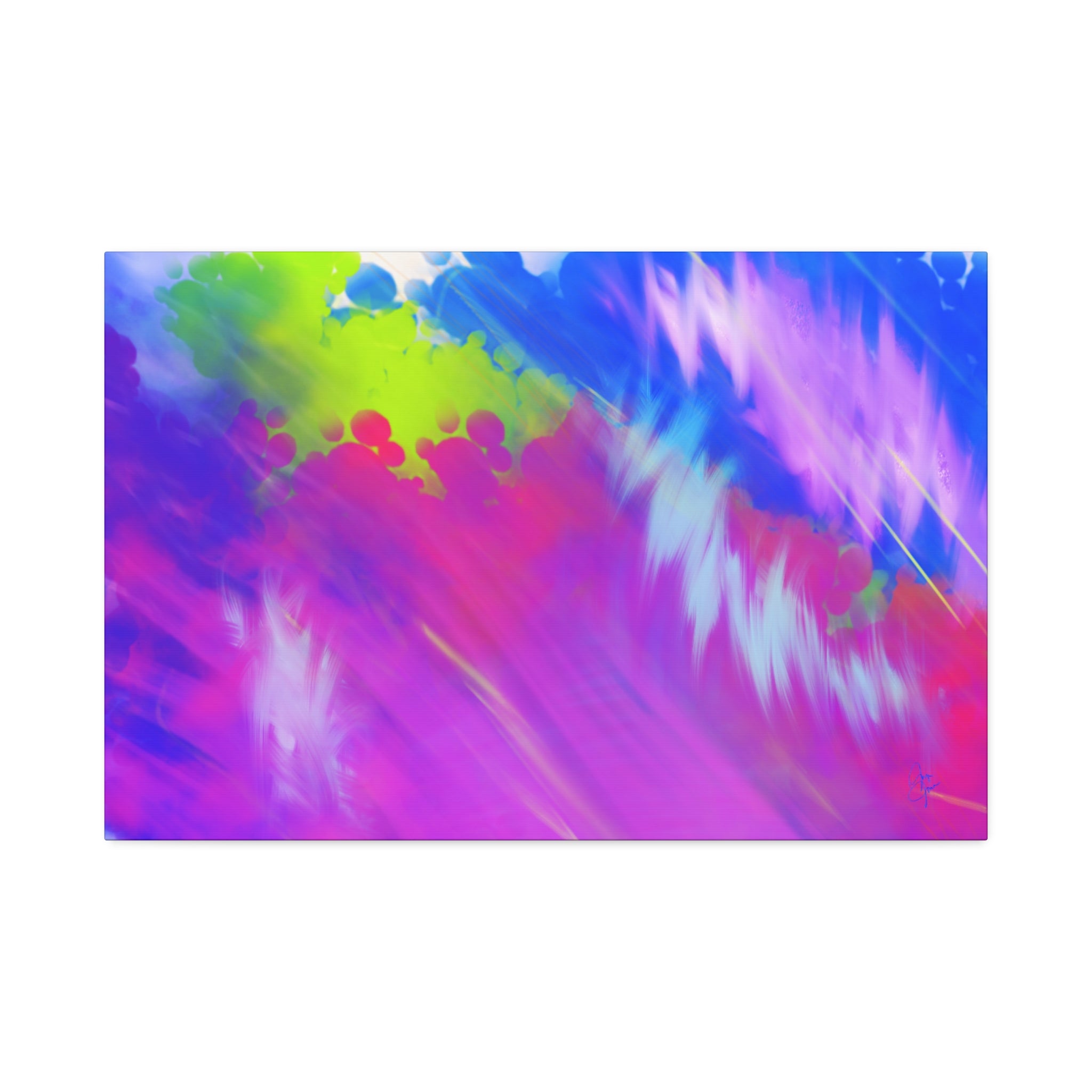 Abstract Neon Tie-Dye Canvas Print — Vibrant Rainbow Wall Art (Stretched 1.5")