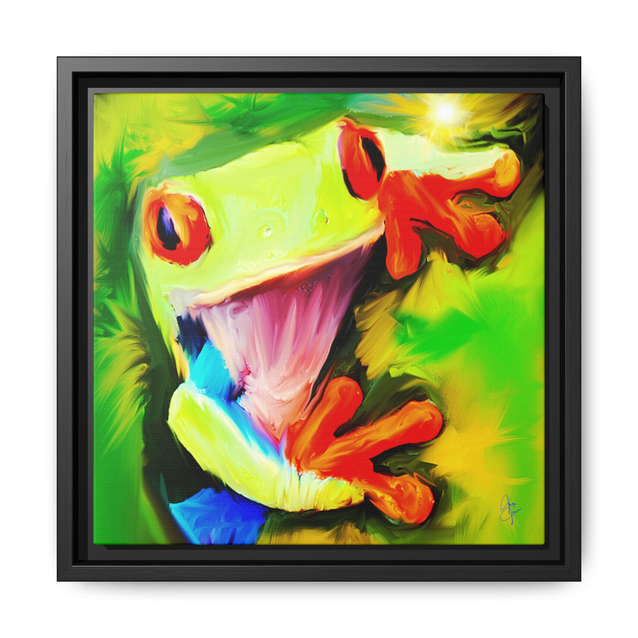 Colorful Tree Frog Matte Canvas Print — Framed Tropical Wall Art