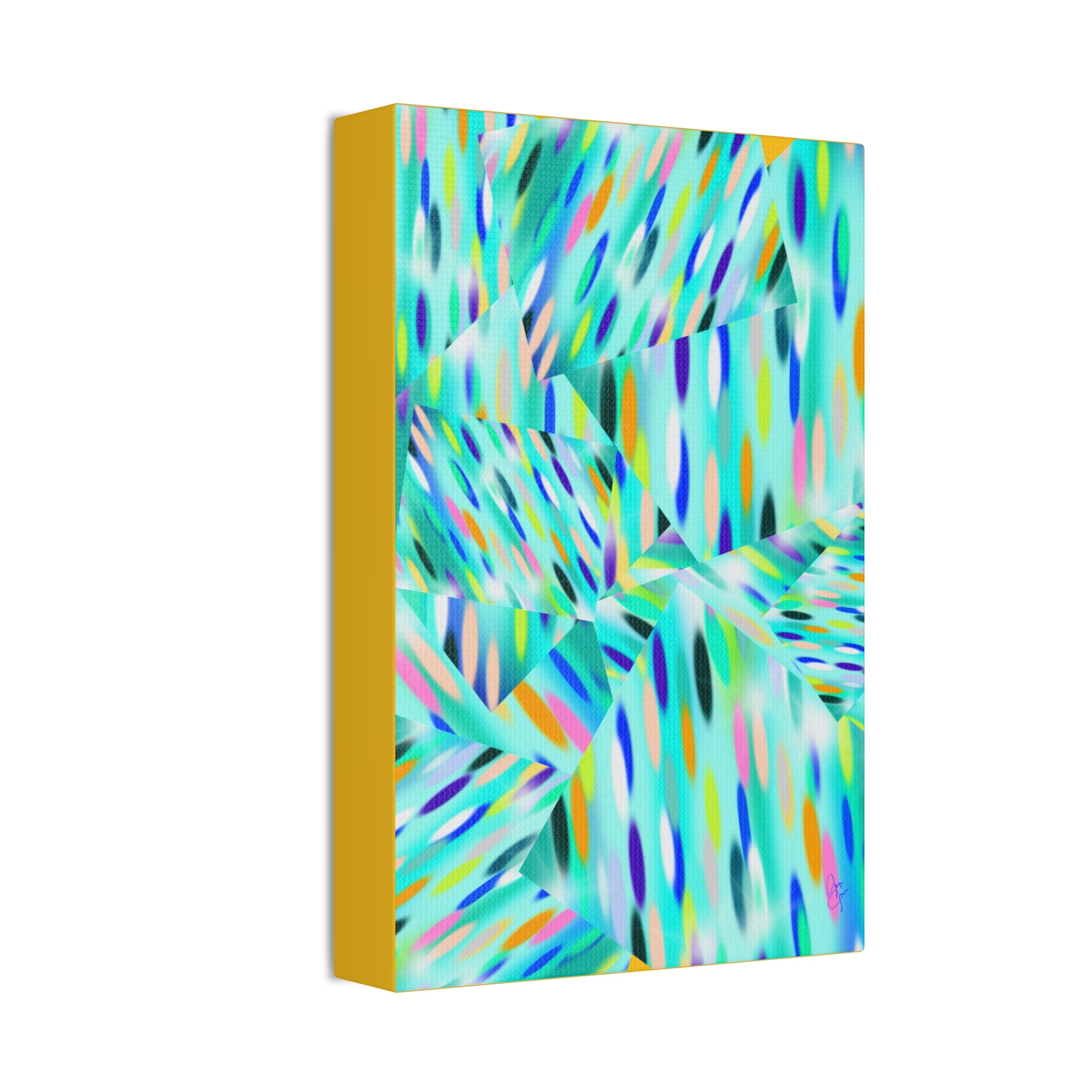 Abstract Aqua Canvas Print — Turquoise Geometric Art on Stretched 1.5" Canvas
