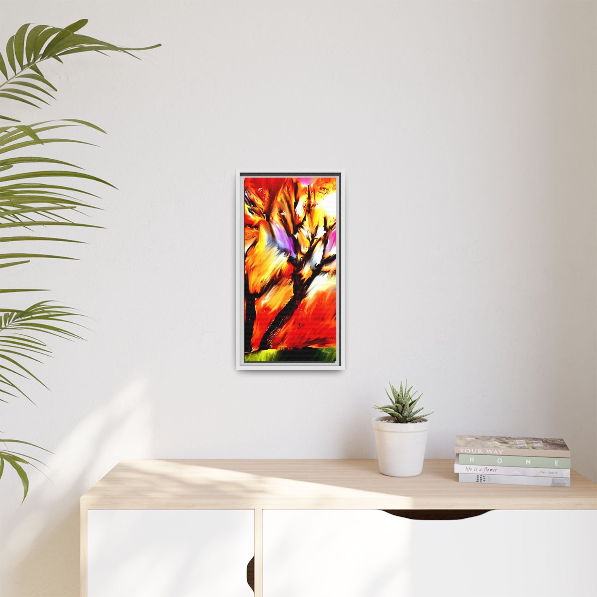 Framed Matte Canvas Print — Vibrant Tree Landscape