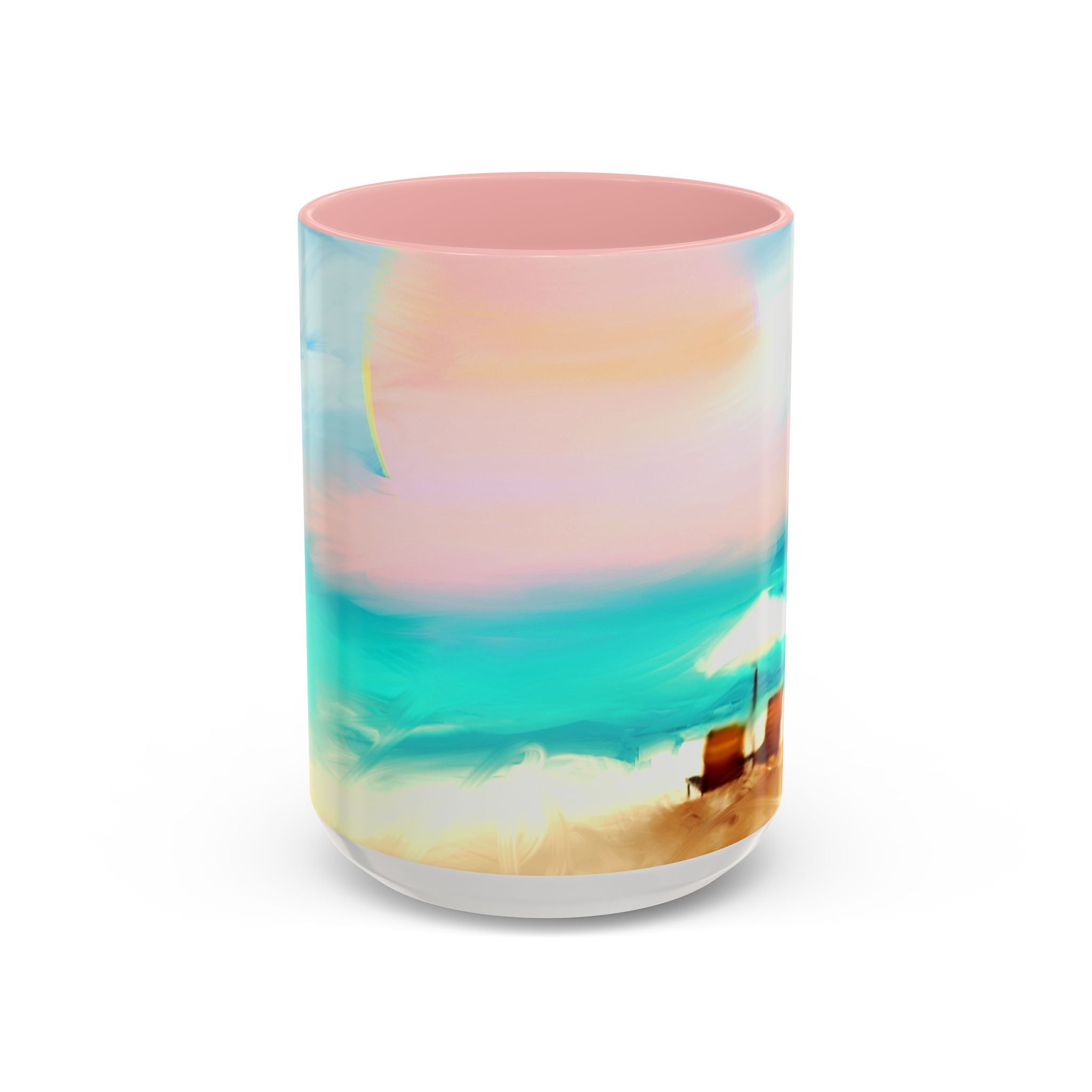 Beach Sunrise Accent Coffee Mug — Tropical Ocean Scene 11/15oz