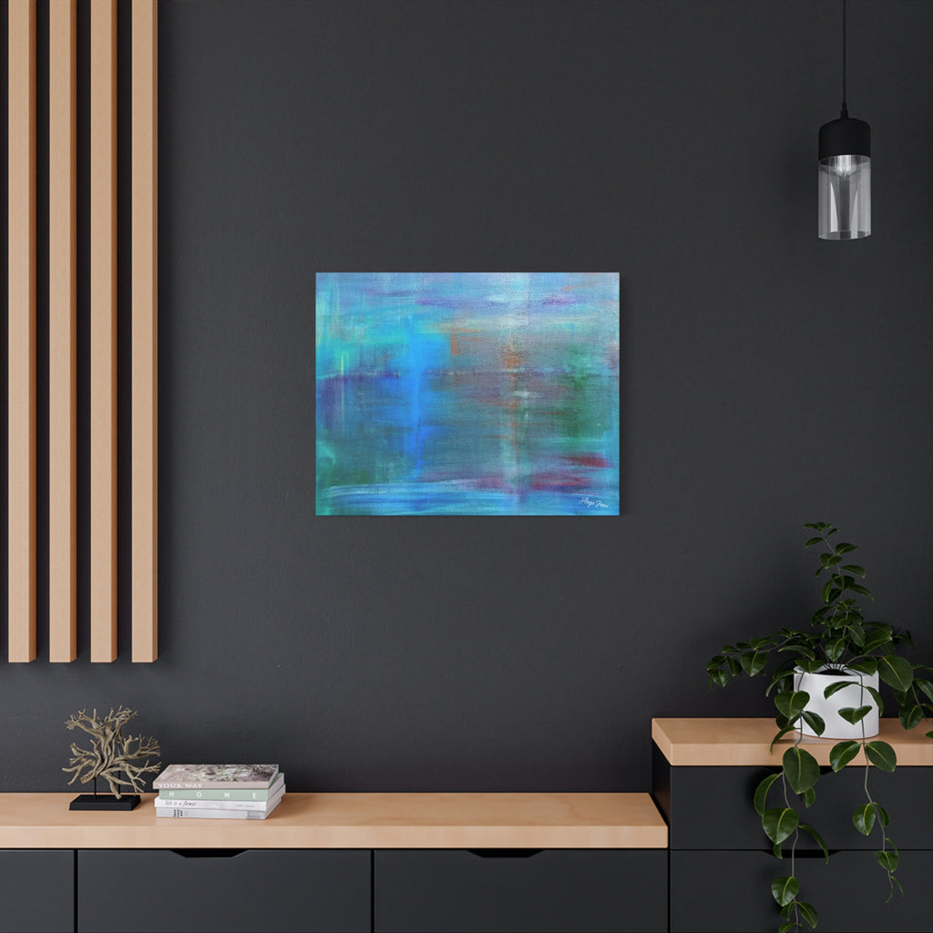 Abstract Blue-Green Matte Canvas Print – Stretched 1.25" Wall Art
