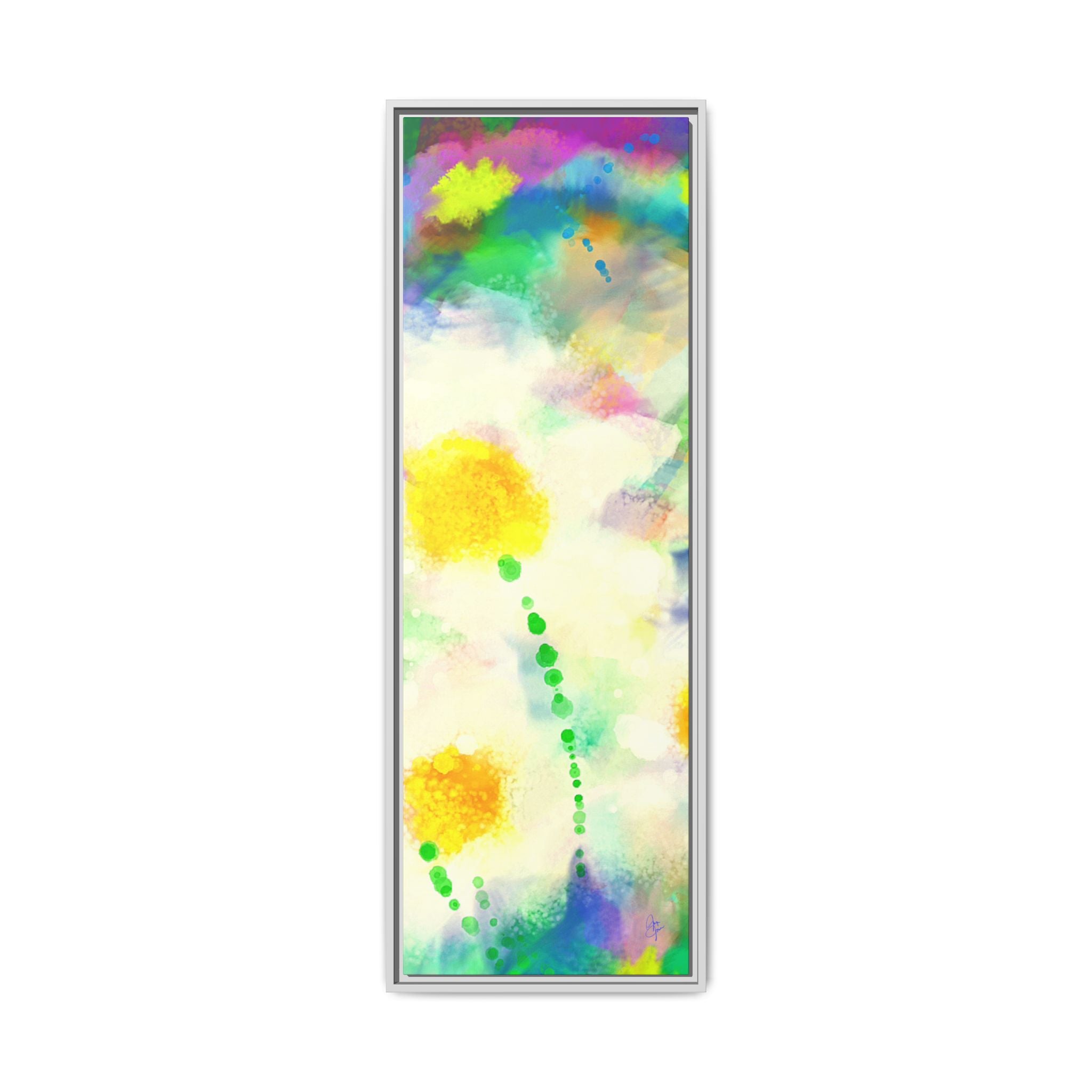 Framed Matte Canvas - Watercolor Yellow Floral Abstract Wall Art
