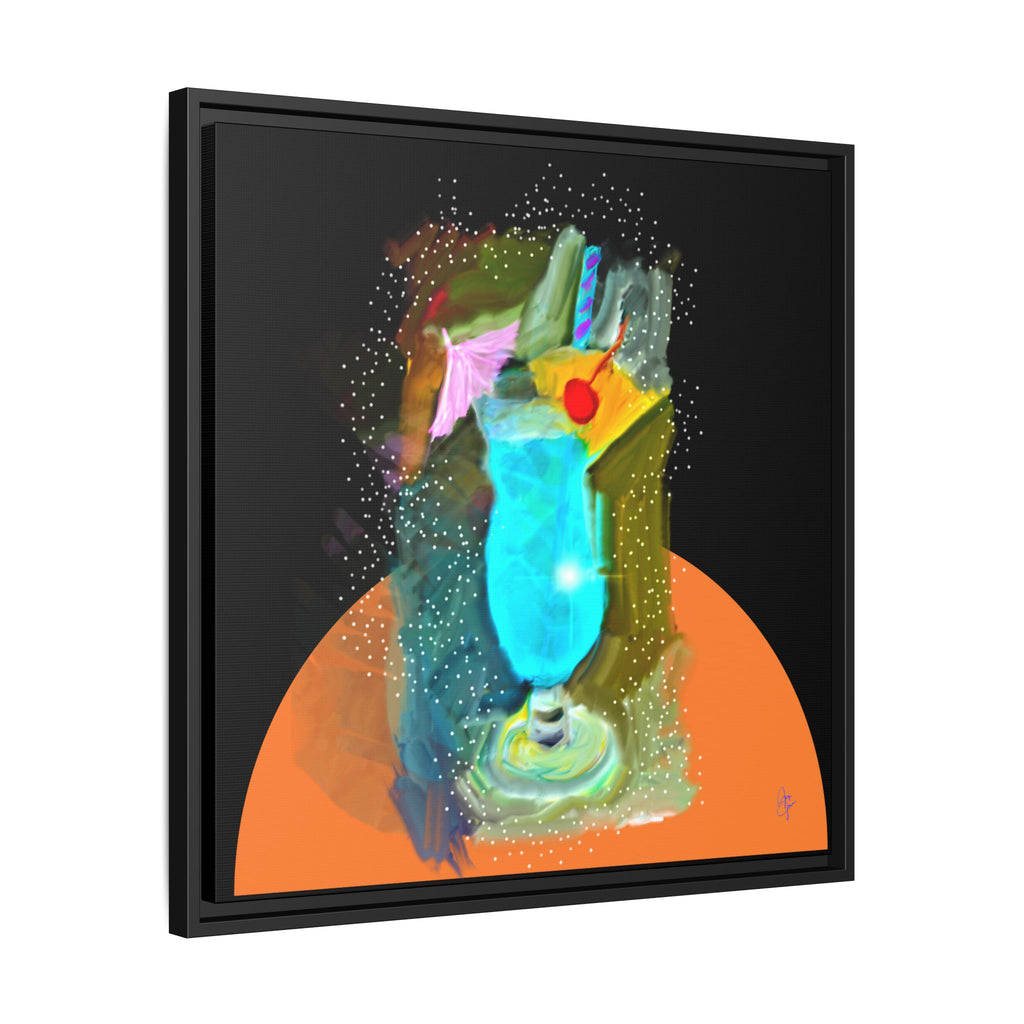 Tropical Blue Cocktail Canvas Print — Framed Matte Bar Art