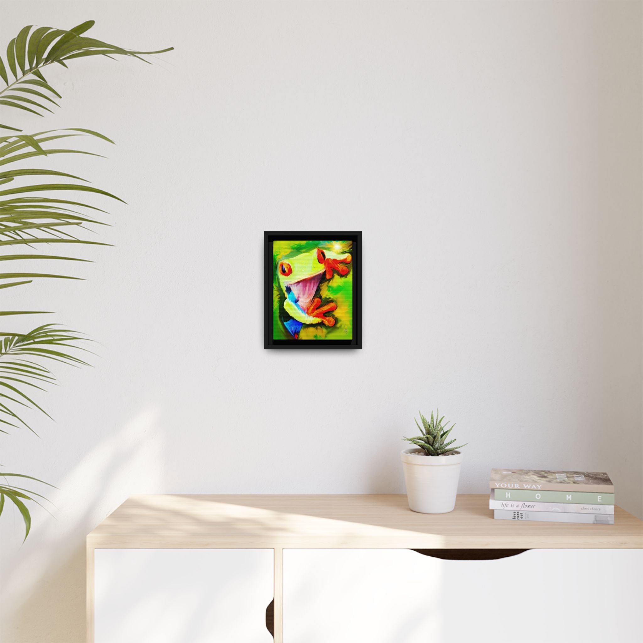 Colorful Tree Frog Matte Canvas Print — Framed Tropical Wall Art