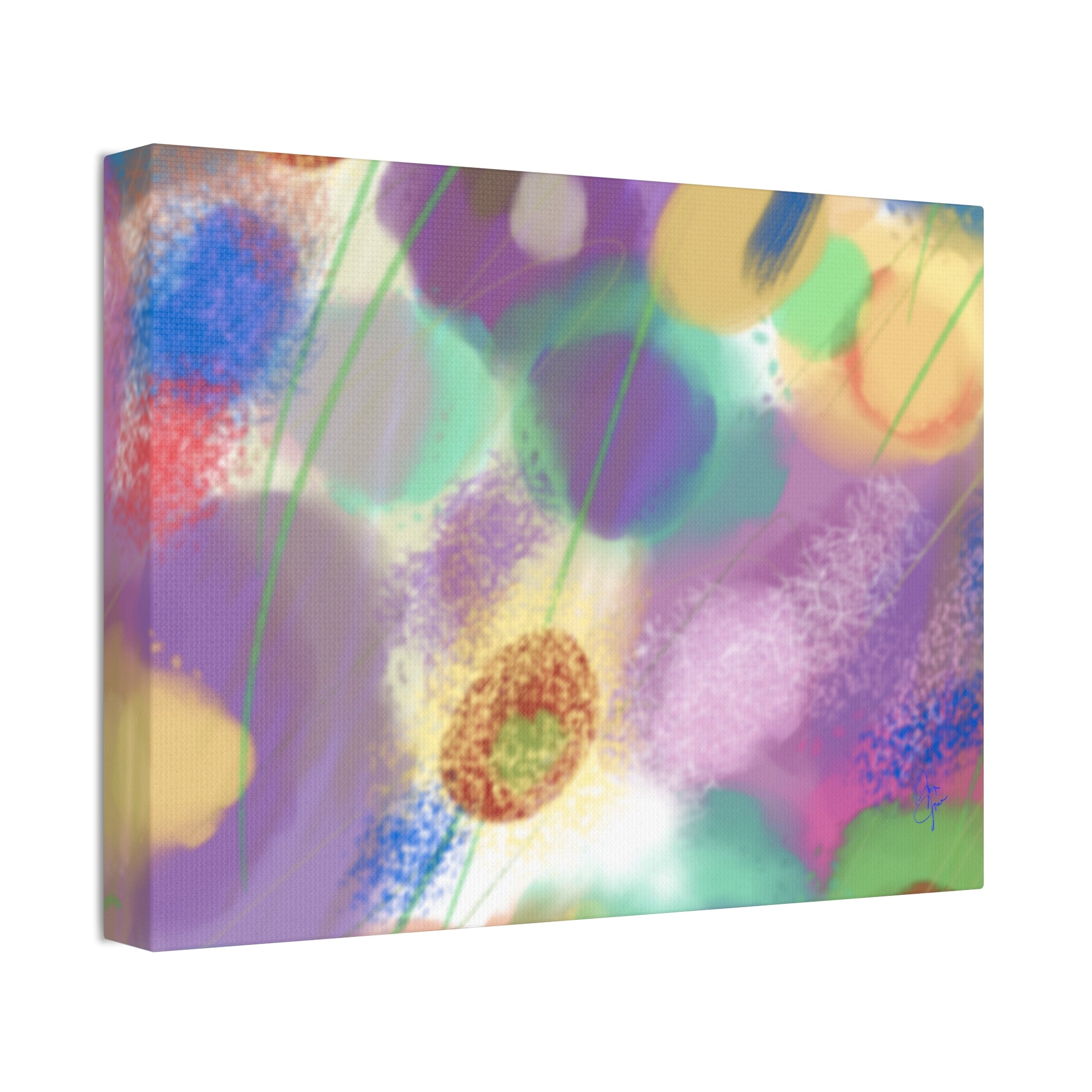 Abstract Pastel Floral Canvas Art — Colorful Stretched Wall Decor