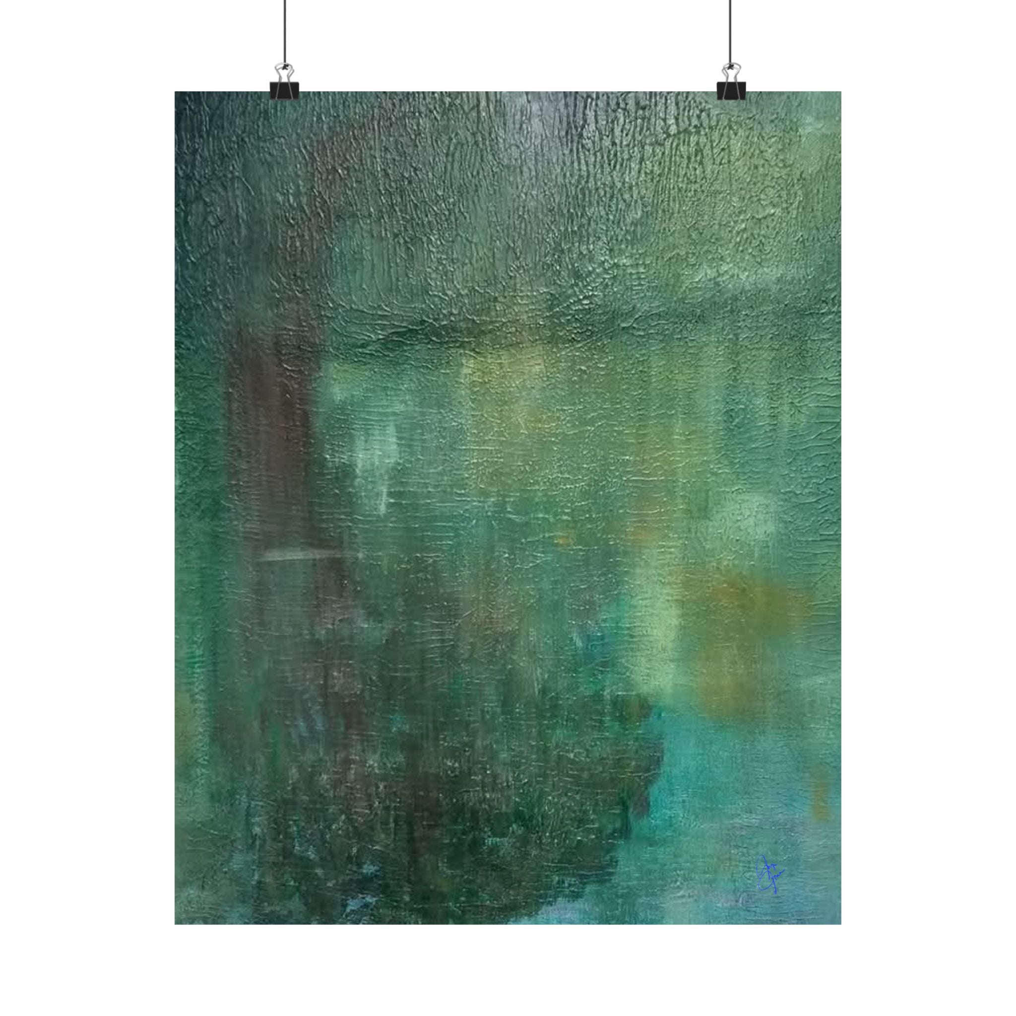 Abstract Teal Canvas Matte Poster — Serene Green Wall Art