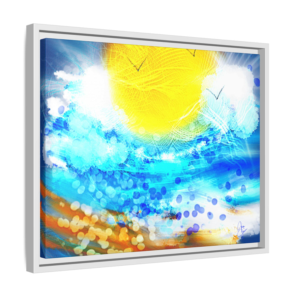 Sunshine Shore Matte Canvas Framed Wall Art — Bright Abstract Beach Print