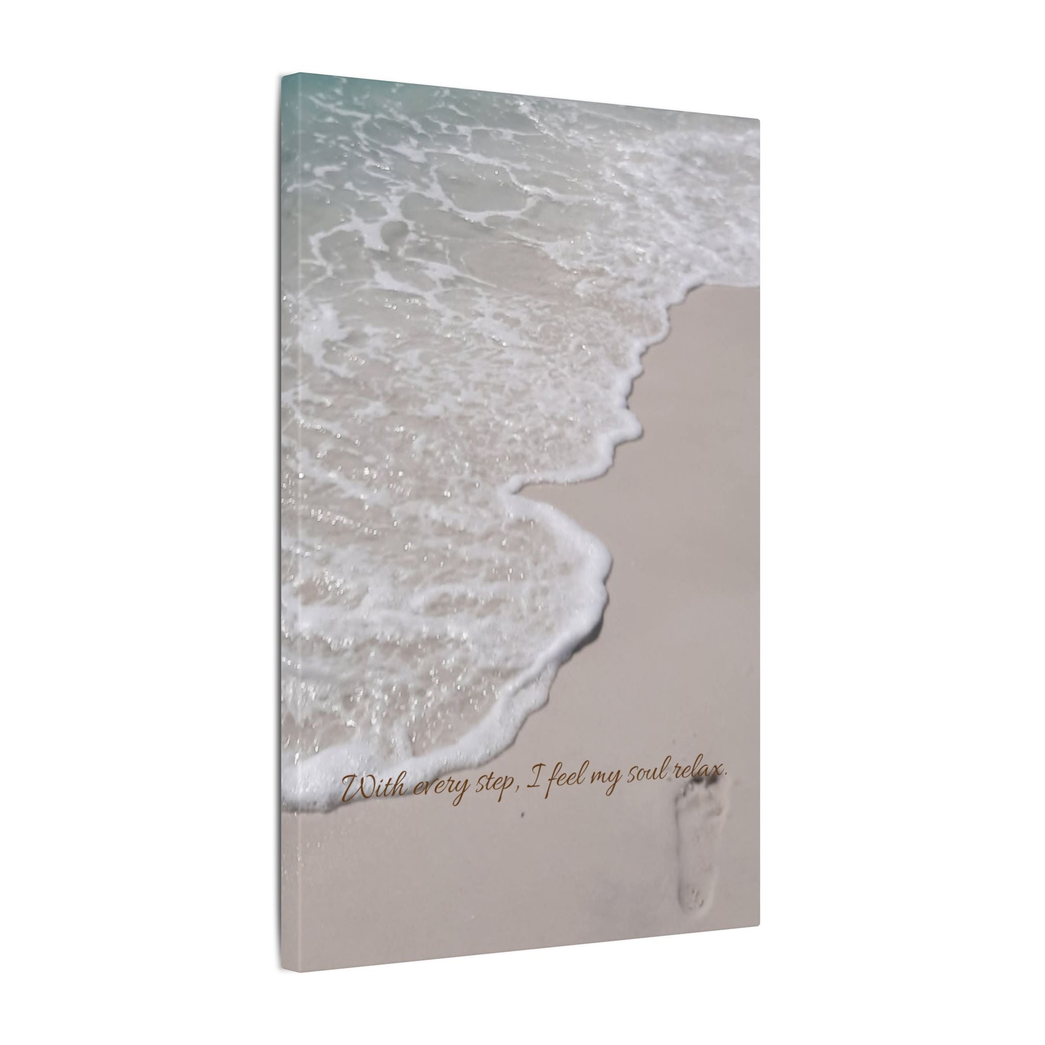 Beach Shore Canvas Wall Art — Aerial Footprint Seascape Matte Canvas