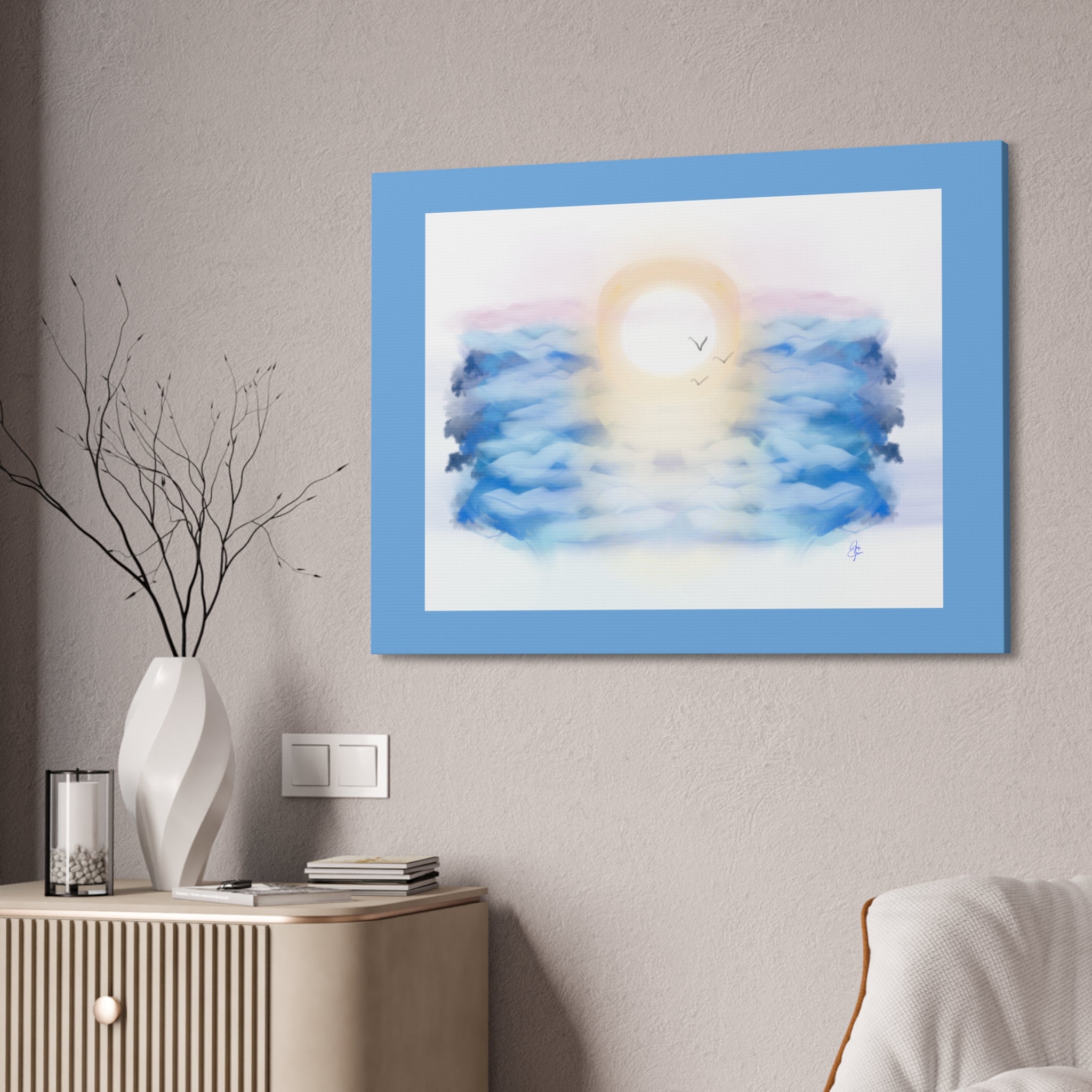 Sunrise Seascape Canvas Print — Soothing Ocean Wall Art, 1.5" Stretched