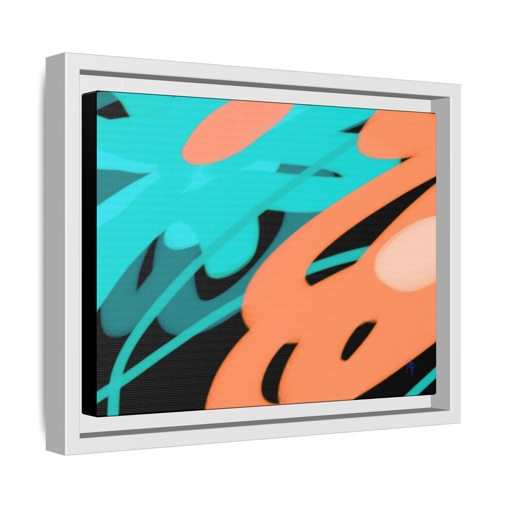 Abstract Teal & Coral Splash Framed Canvas