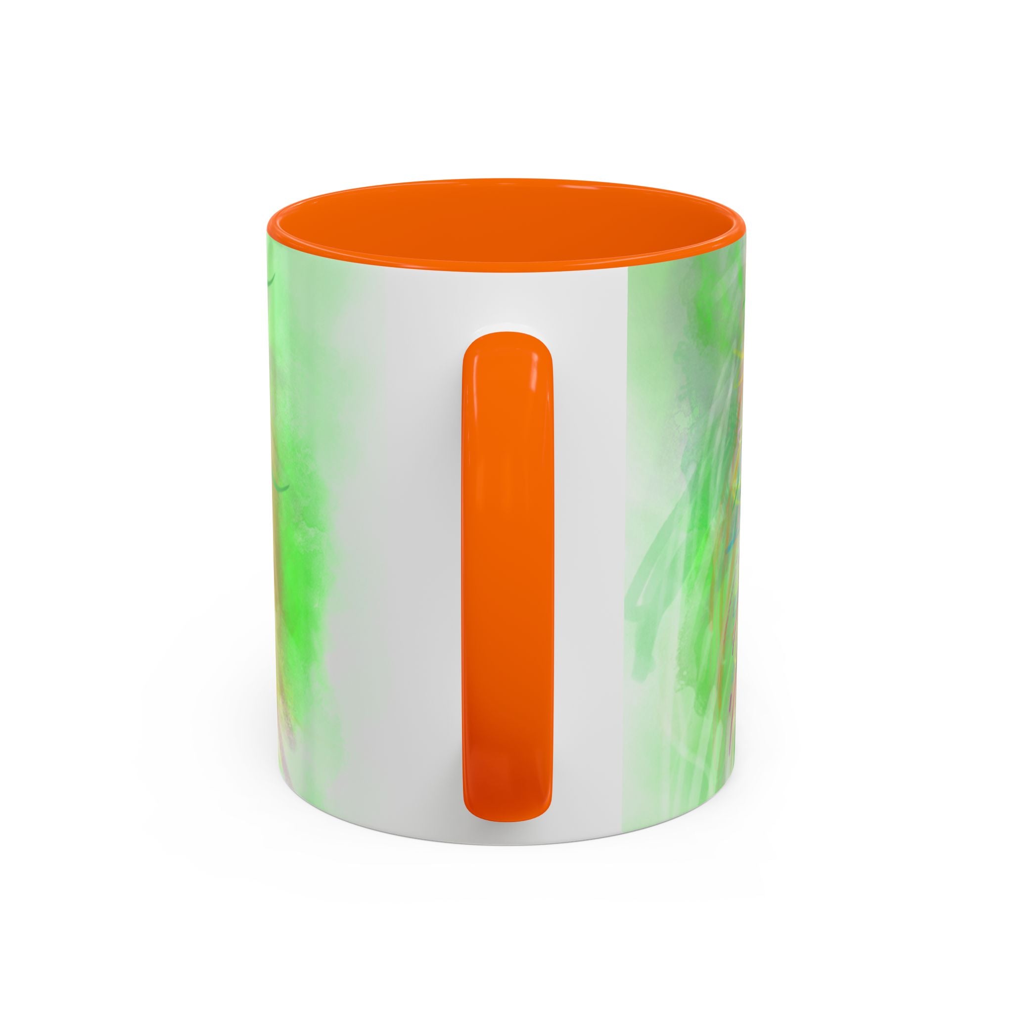 Colorful Sunflower Accent Coffee Mug — Pink Inner Artistic Floral Design (11/15 oz)