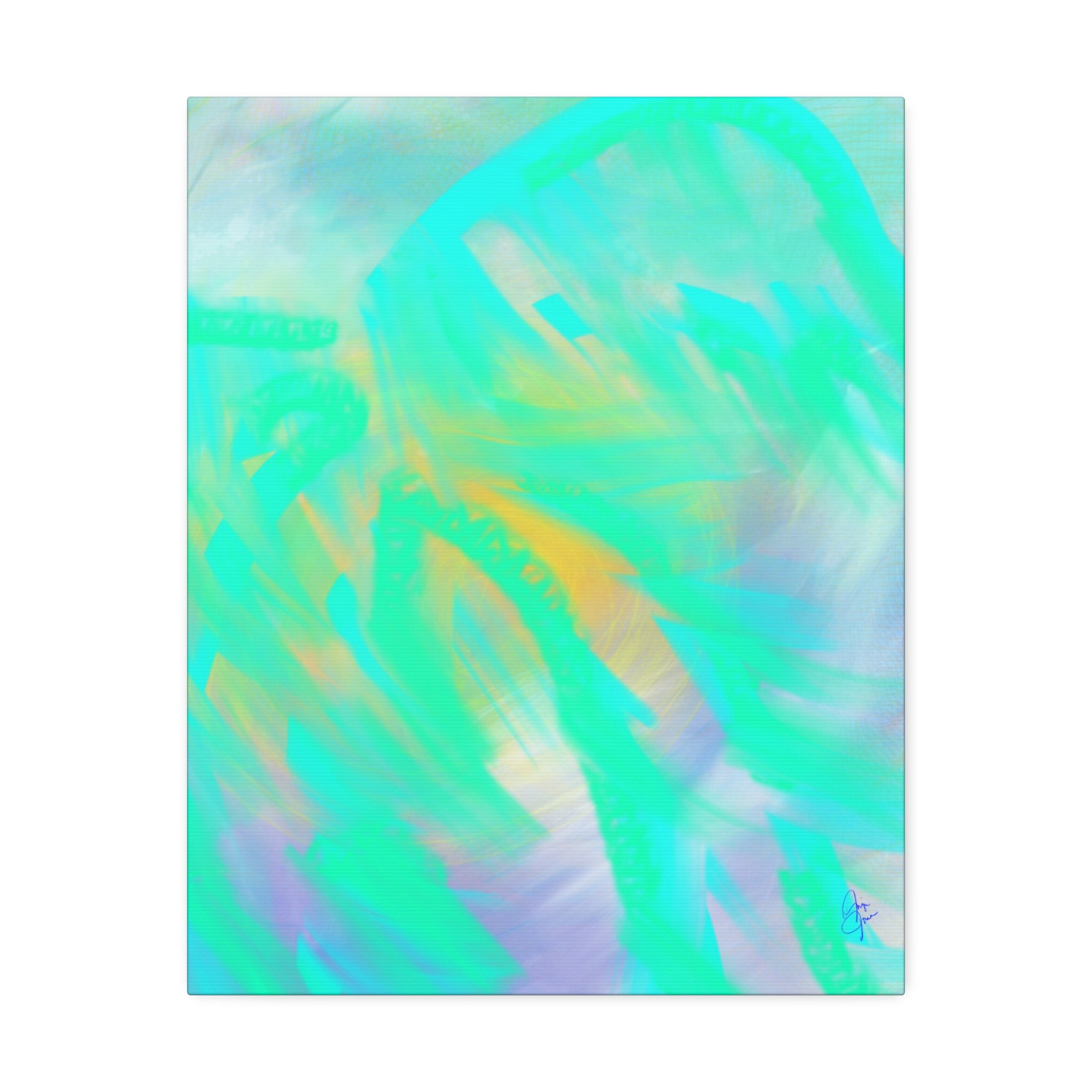 Turquoise Abstract Canvas Print – Ocean Breeze Stretched Wall Art