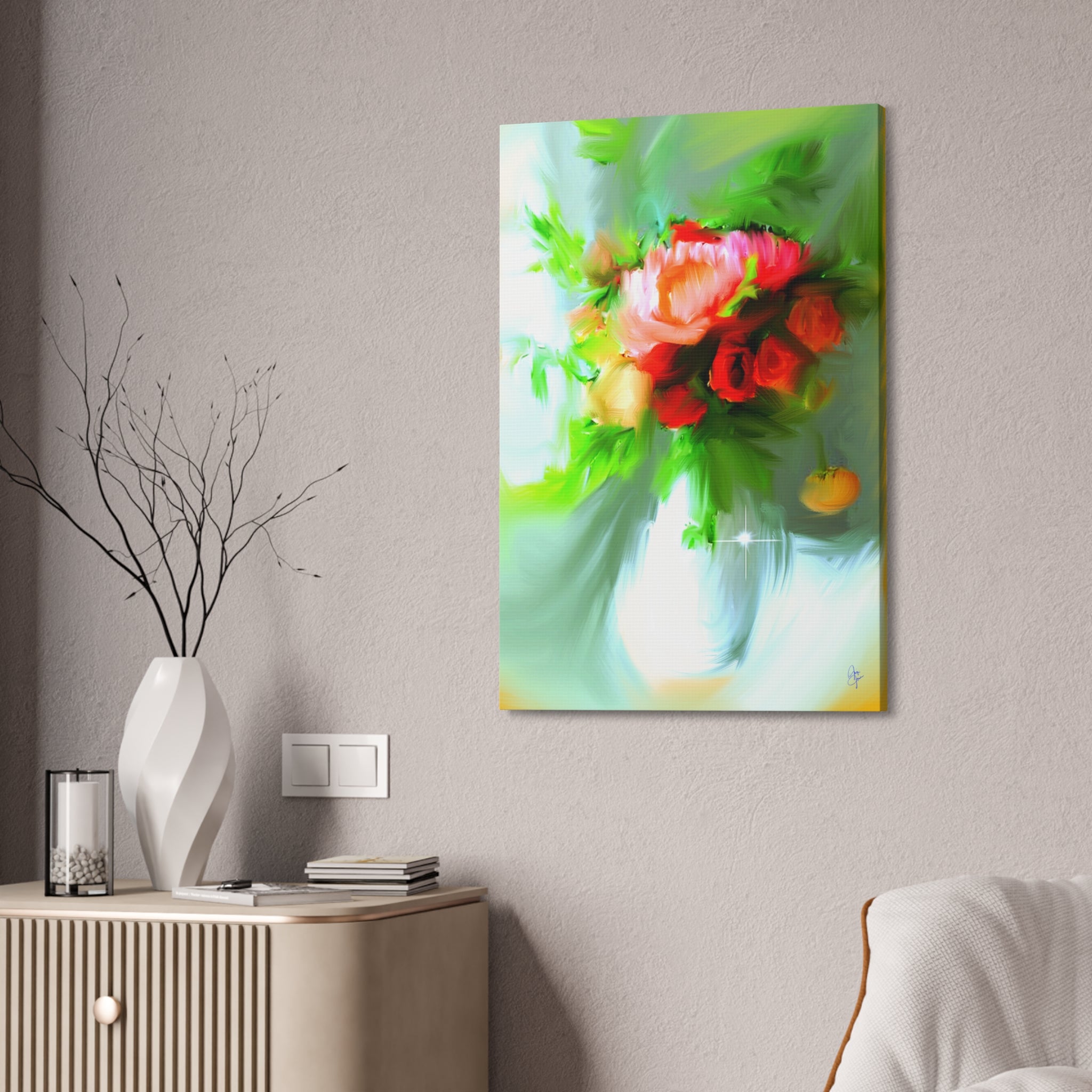 Vibrant Floral Bouquet Canvas Wall Art — Stretched 1.5"