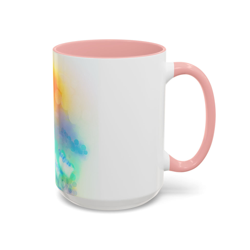Sunrise Watercolor Accent Coffee Mug — Bright Abstract Teal & Yellow Ceramic