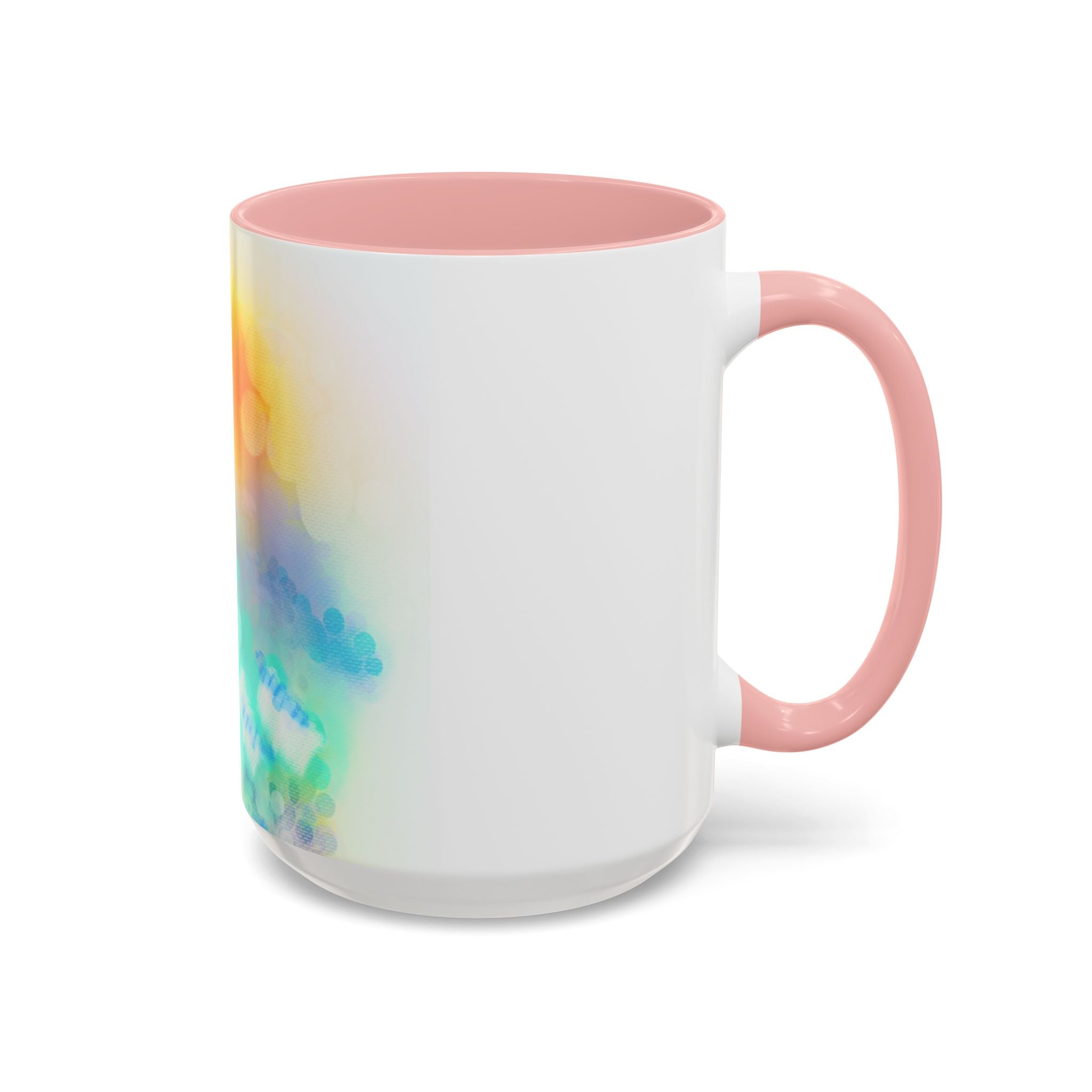 Sunrise Watercolor Accent Coffee Mug — Bright Abstract Teal & Yellow Ceramic
