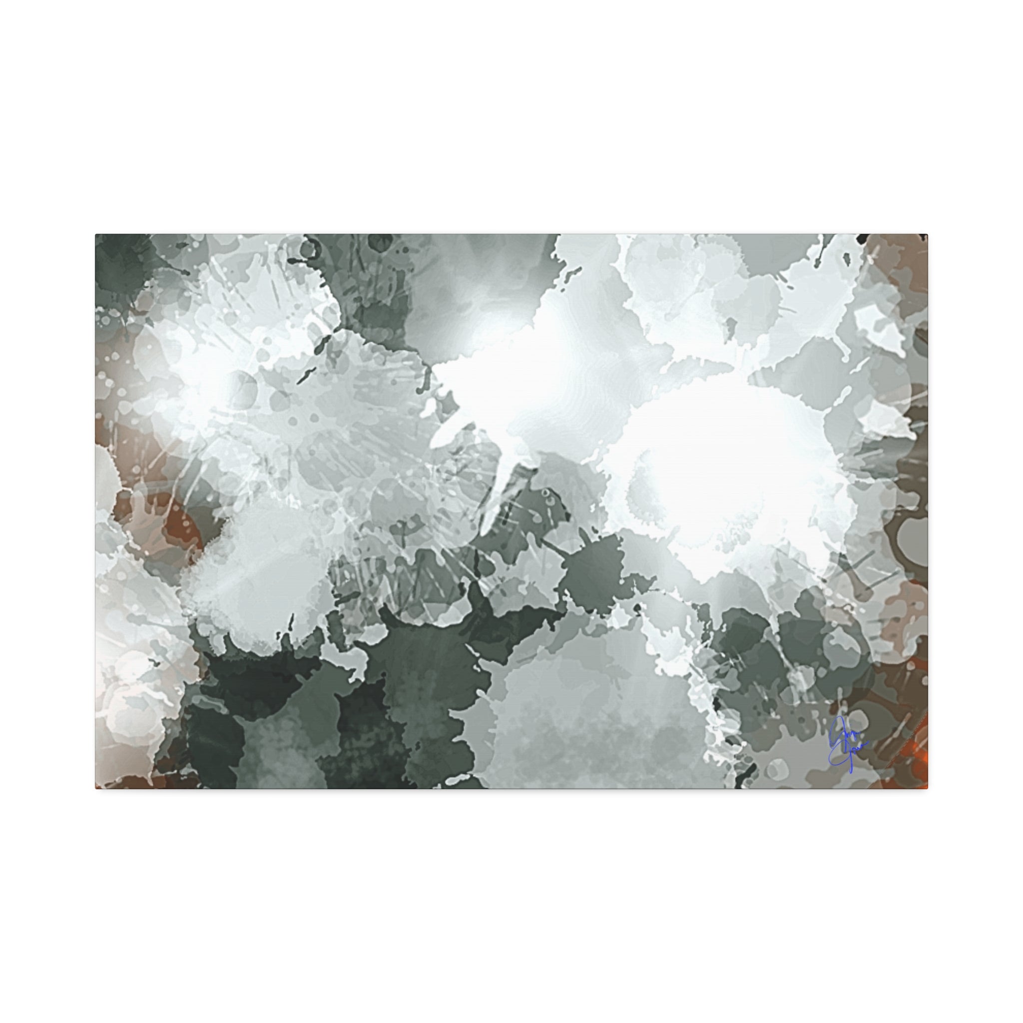 Abstract Gray Ink Splash Canvas