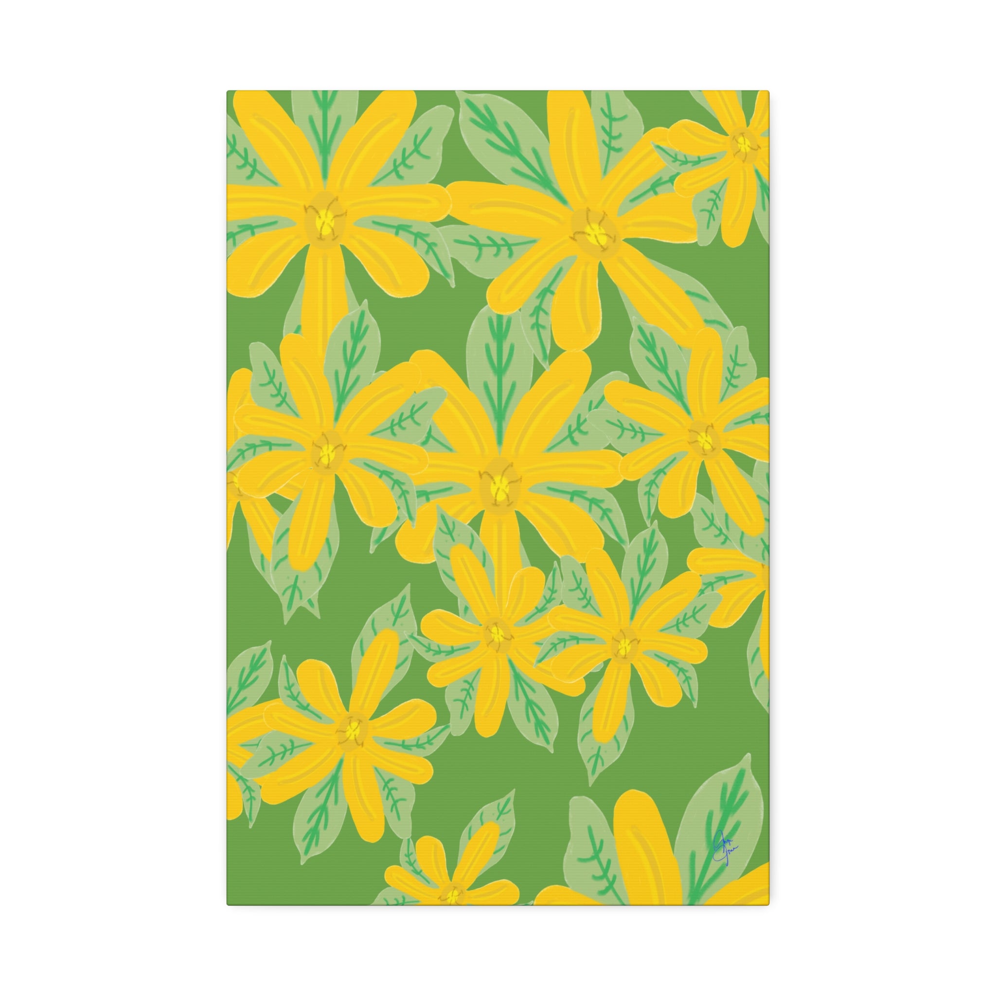 Yellow Daisy Canvas Wall Art — Bright Floral Stretched Canvas (1.5" Depth)