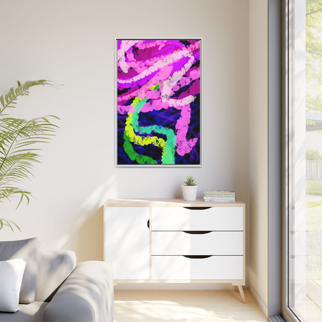 Framed Matte Canvas - Neon Rose Abstract Wall Art