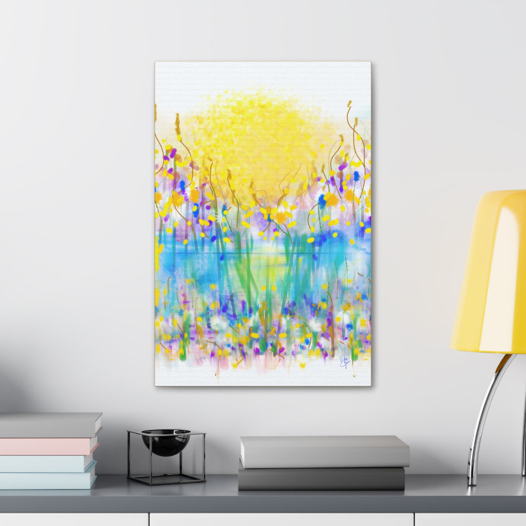 Sunburst Meadow Canvas Print — Vibrant Floral Wall Art