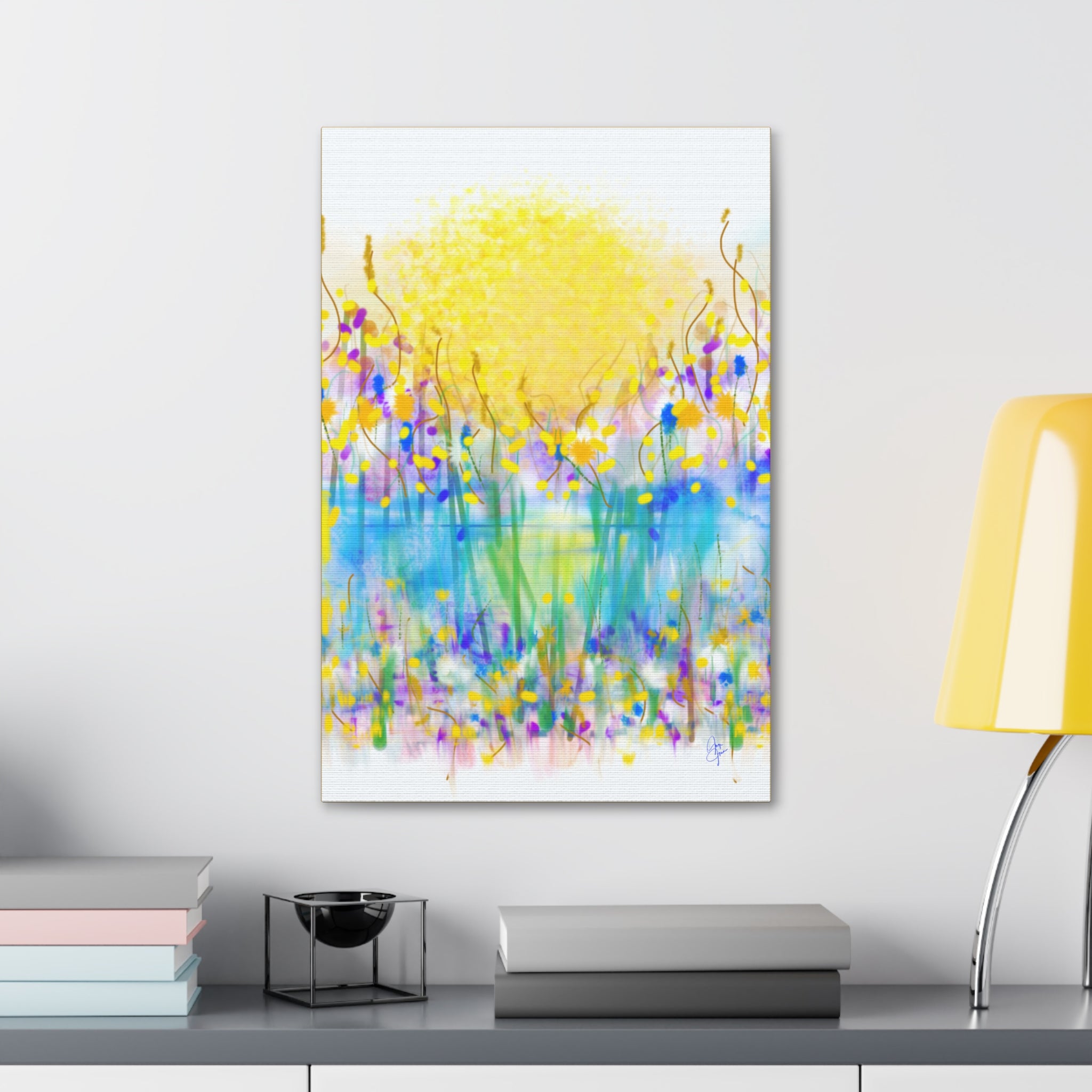 Sunburst Meadow Canvas Print — Vibrant Floral Wall Art