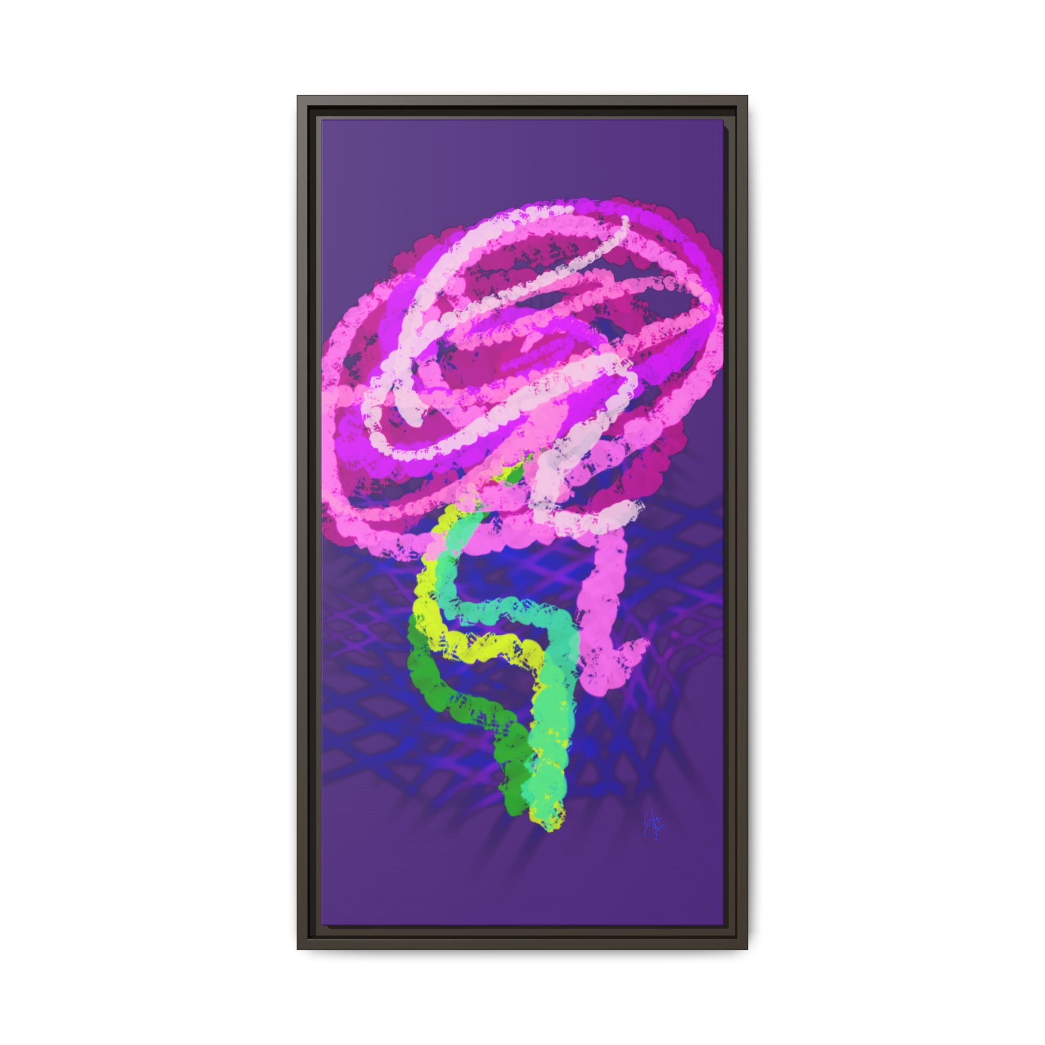 Framed Matte Canvas - Neon Rose Abstract Wall Art