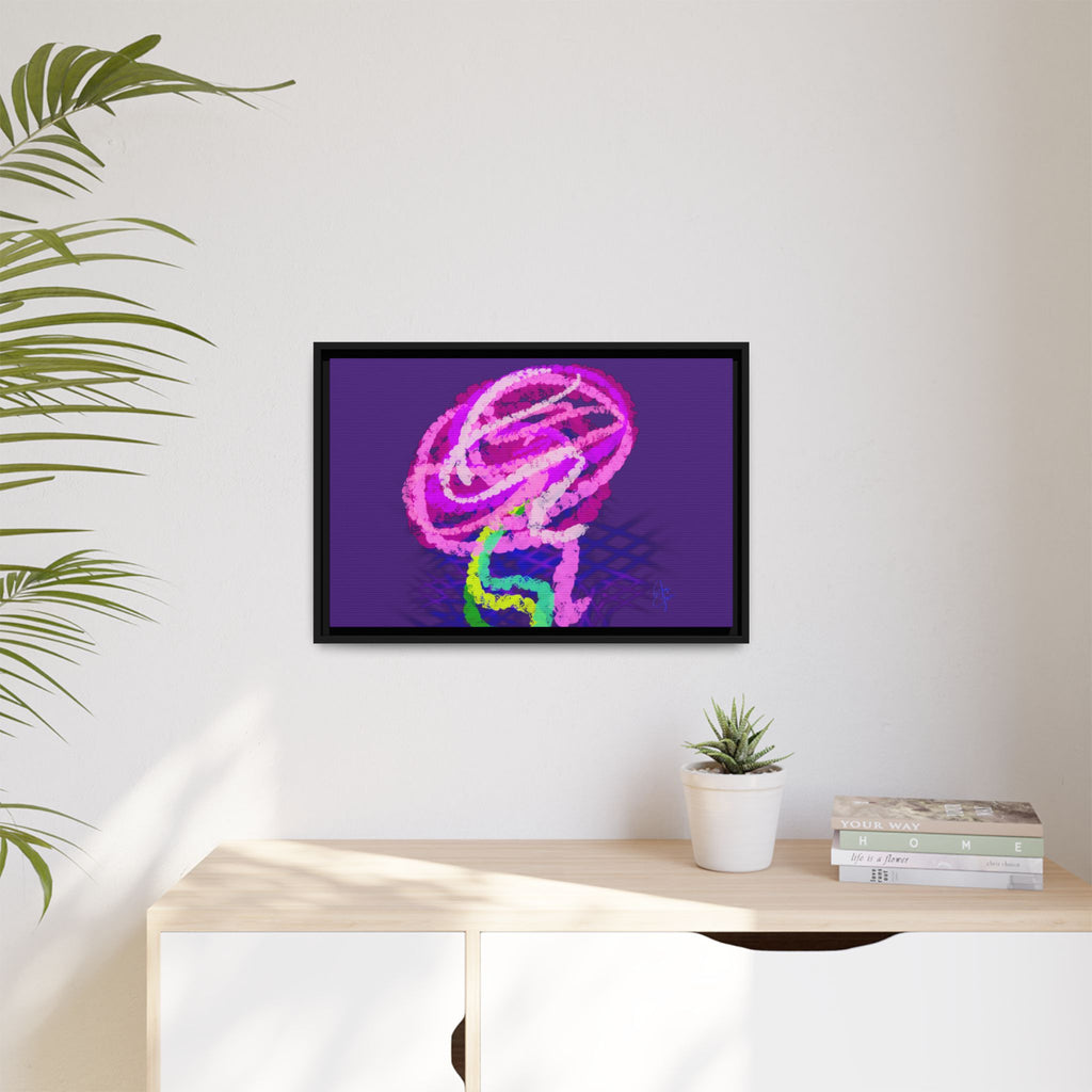Framed Matte Canvas - Neon Rose Abstract Wall Art