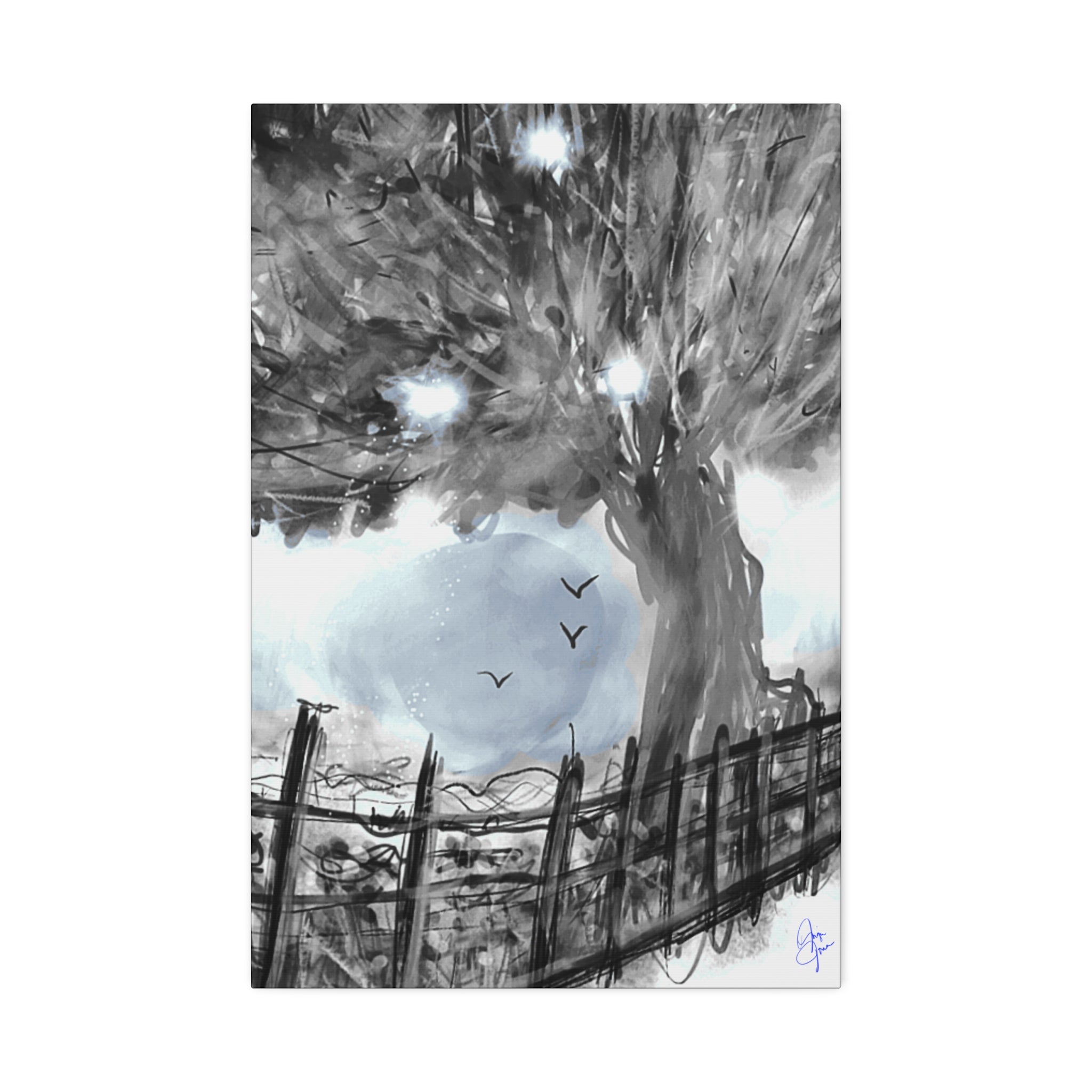 Abstract Tree Canvas Print — Black & White or Vibrant Color