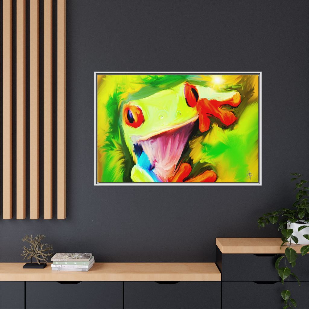 Colorful Tree Frog Matte Canvas Print — Framed Tropical Wall Art
