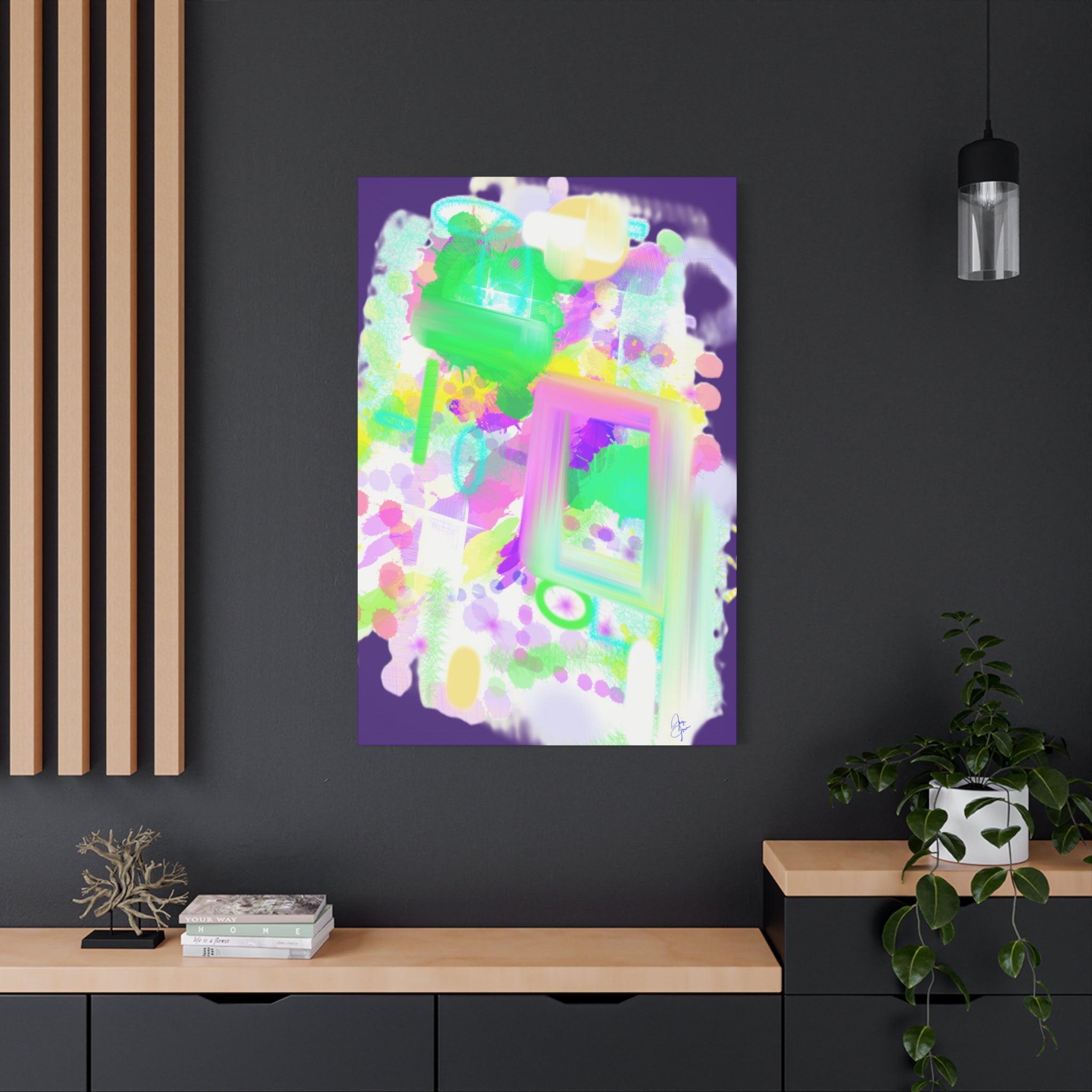 Abstract Pastel Splash Canvas Print — Bright Neon Frame Wall Art