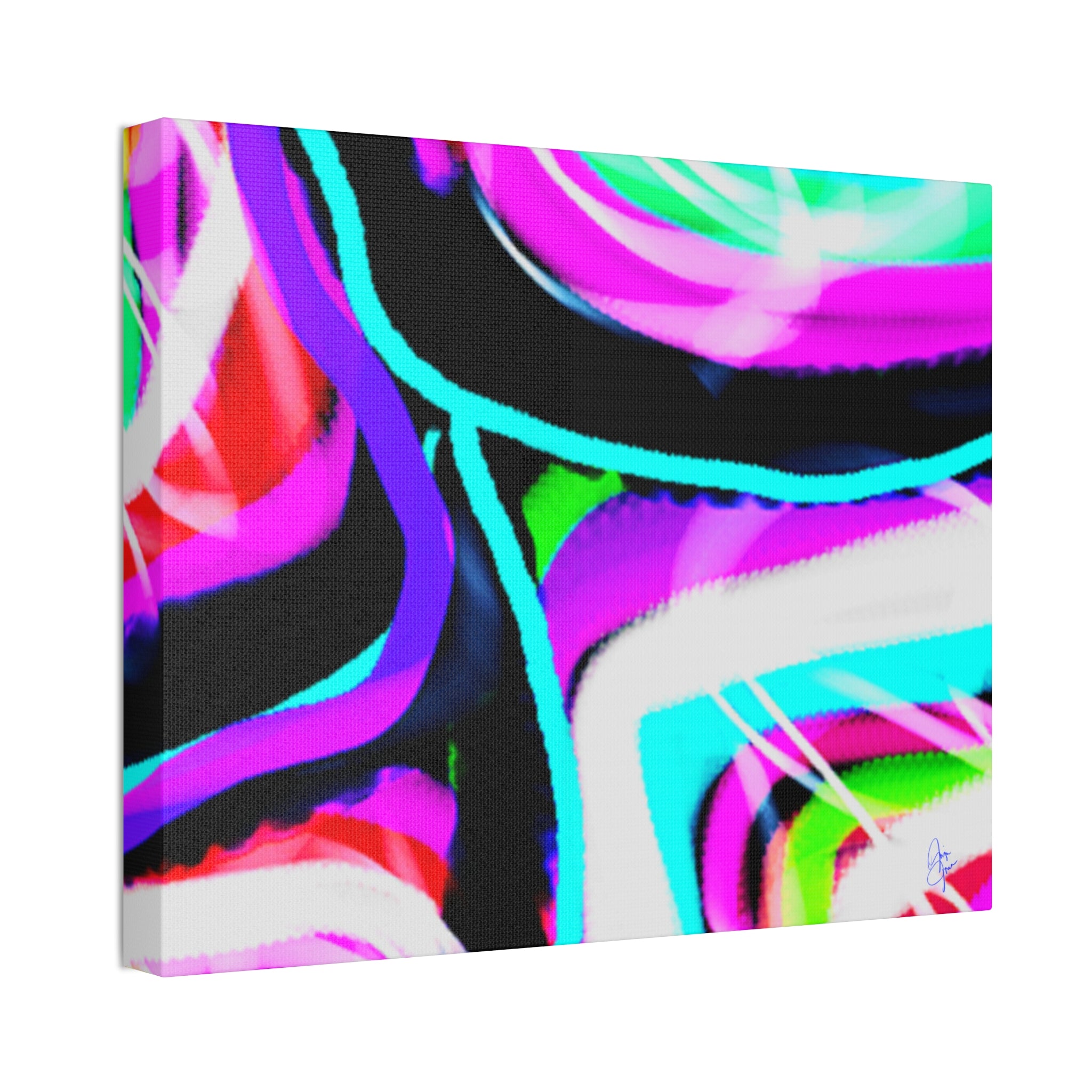 Abstract Neon Wave Canvas