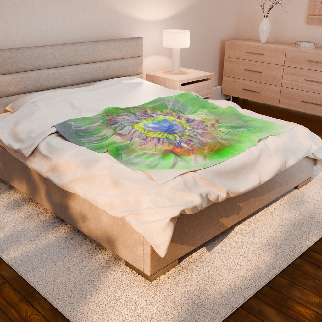 Velveteen Plush Blanket — Pastel Watercolor Sunflower Cozy Throw