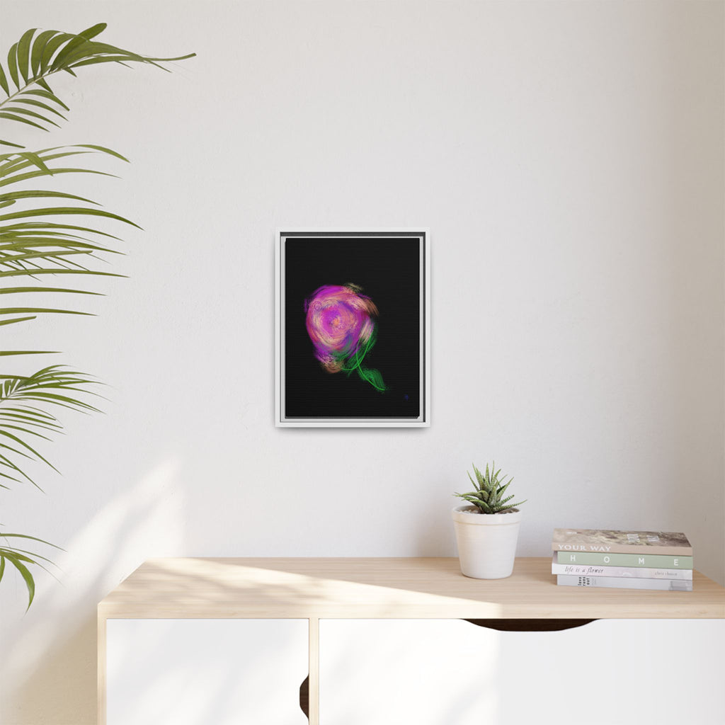 Abstract Rose Swirl Matte Framed Canvas — Multicolor Floral Wall Art
