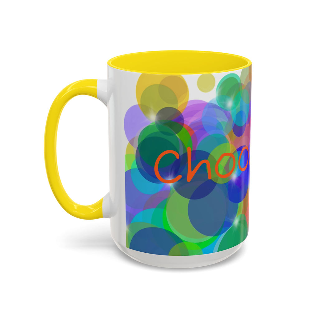 Colorful Bokeh "Choose Joy!" Accent Coffee Mug (11/15oz)