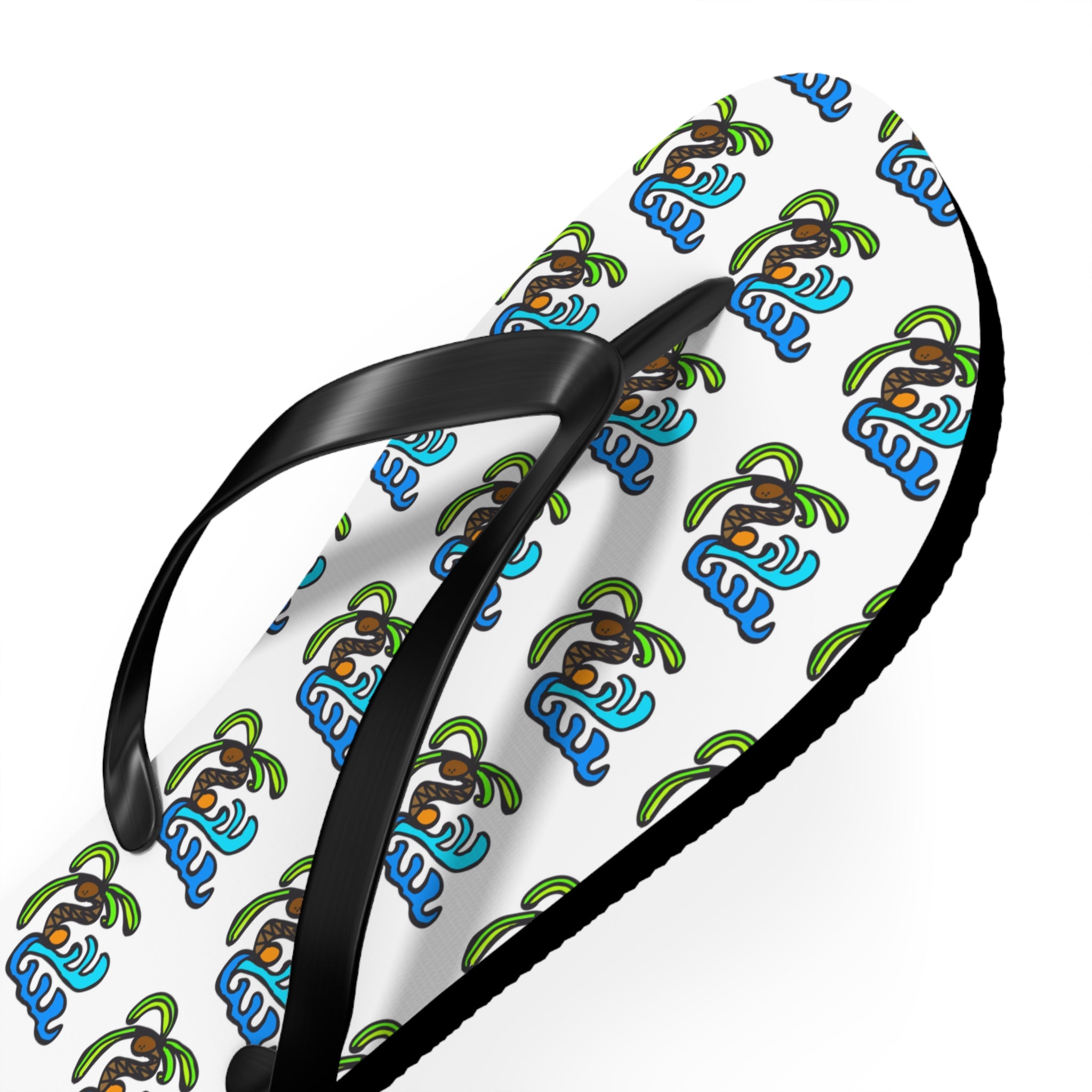 Flip Flops — Tropical Palm Tree Pattern Beach Sandals