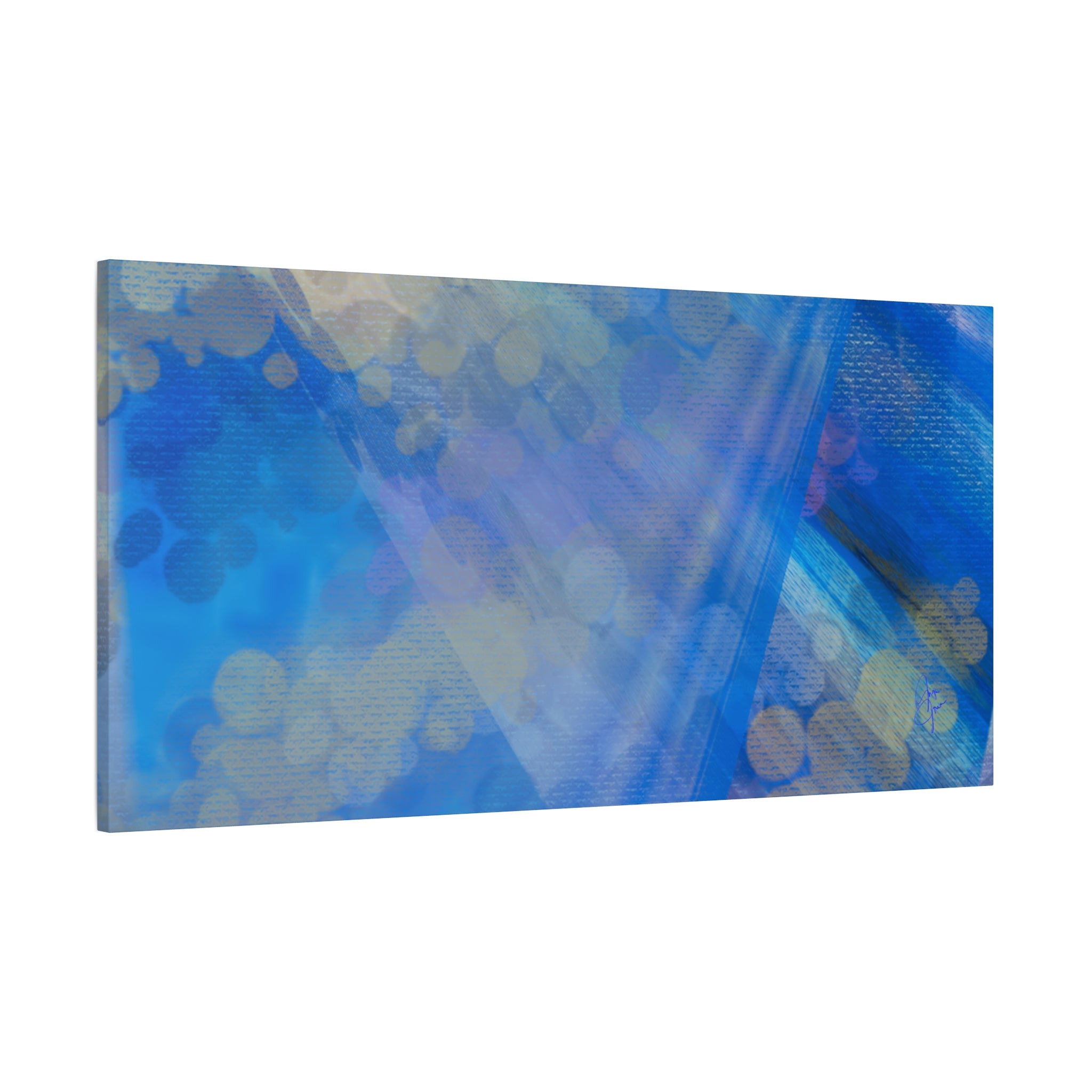 Abstract Blue Bokeh Matte Canvas Wall Art