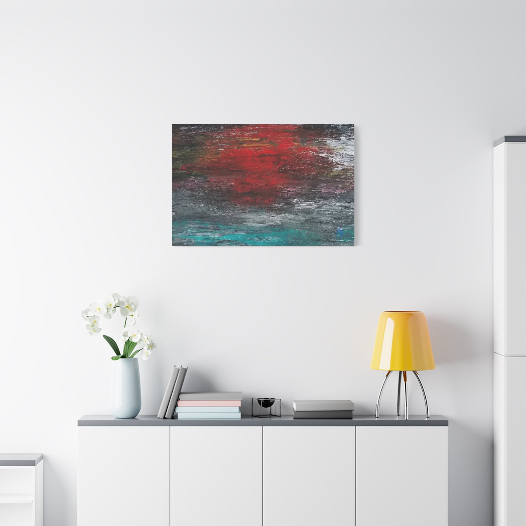 Abstract Red Horizon Matte Canvas Wall Art, Stretched 1.25"