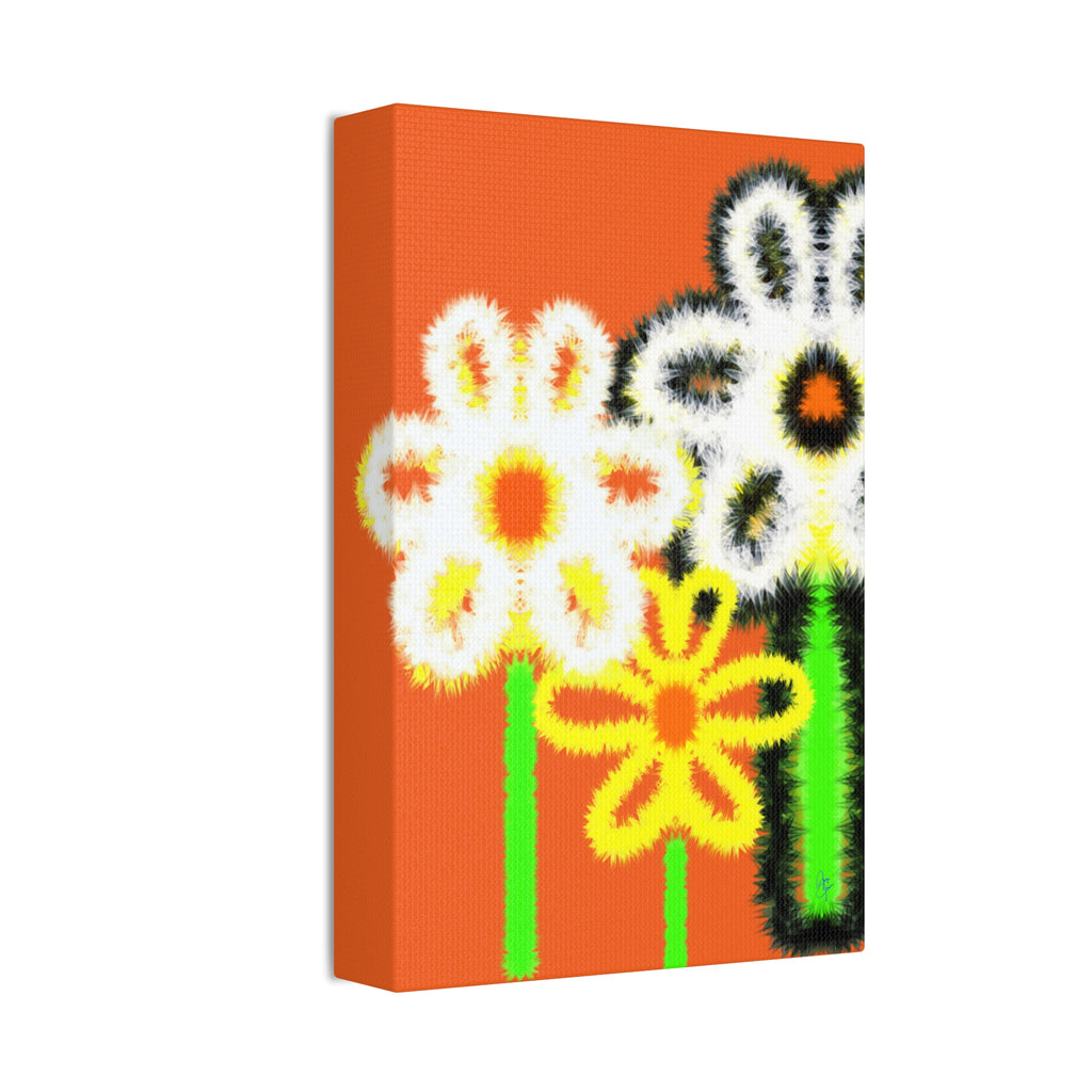 Bright Fuzzy Daisies Canvas Art — Yellow Floral Wall Decor, Stretched 1.5"