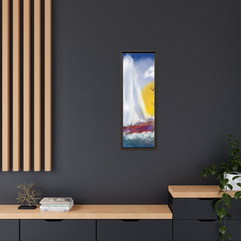 Sailboat Sunset Matte Framed Canvas Print — Coastal Seascape Wall Art