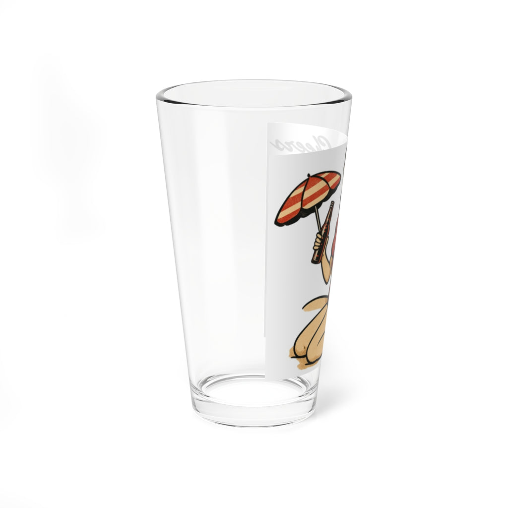 Pinup Beach Girl Mixing Glass – 16oz Retro Cocktail Mixing Glass