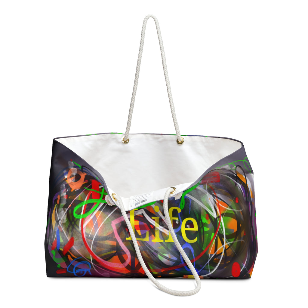 Weekender Bag - 'Living Life' Colorful Abstract Art Travel Tote