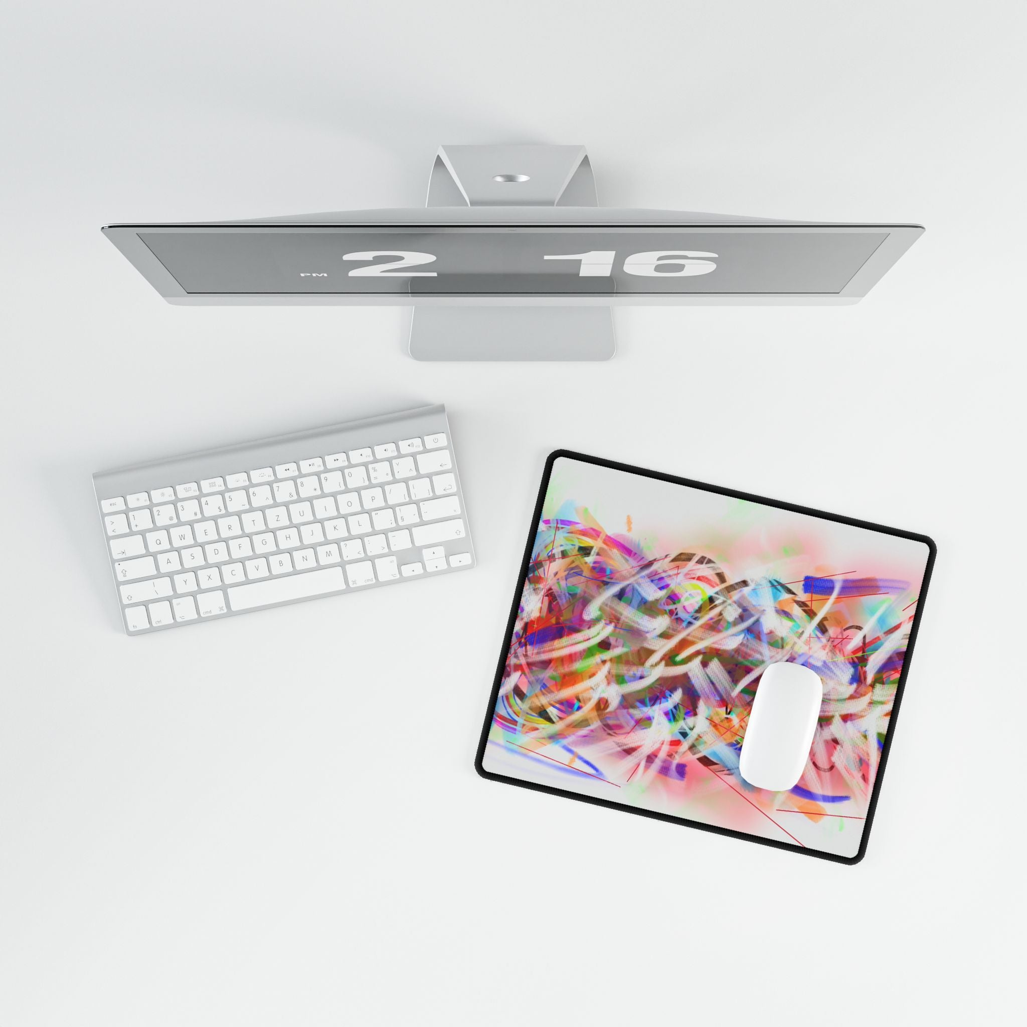 Abstract Neon Swirl Desk Mat — Colorful Artistic Mouse Pad
