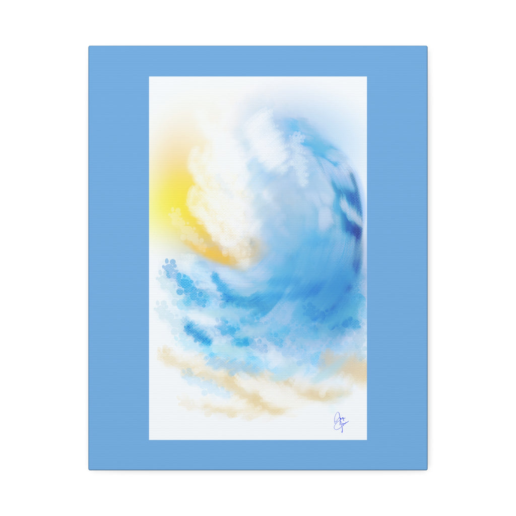 Ocean Wave Canvas Print — Sunlit Blue Seascape Stretched Canvas