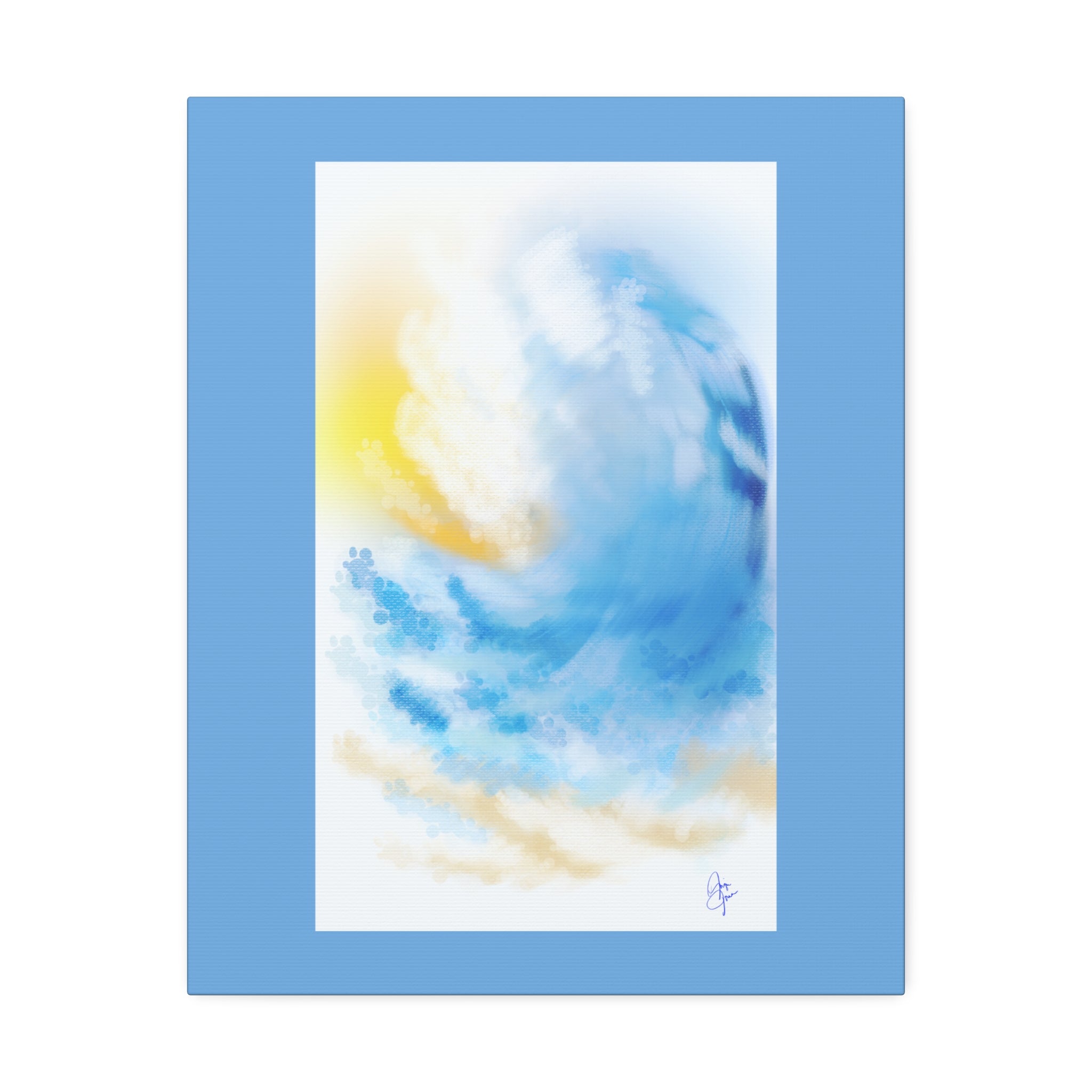 Ocean Wave Canvas Print — Sunlit Blue Seascape Stretched Canvas