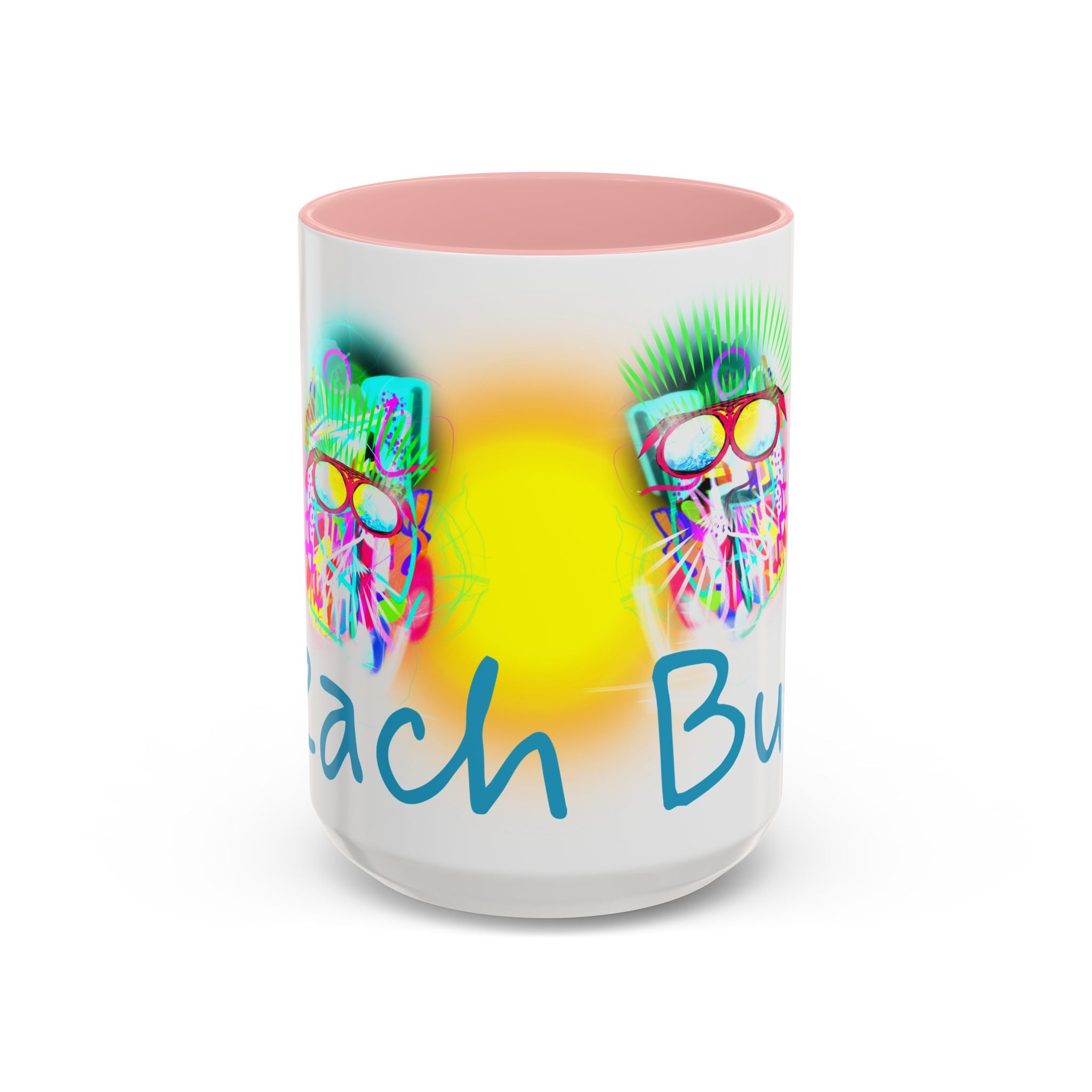 Beach Bum Coffee Mug — Colorful Retro Skull Design (11/15oz)
